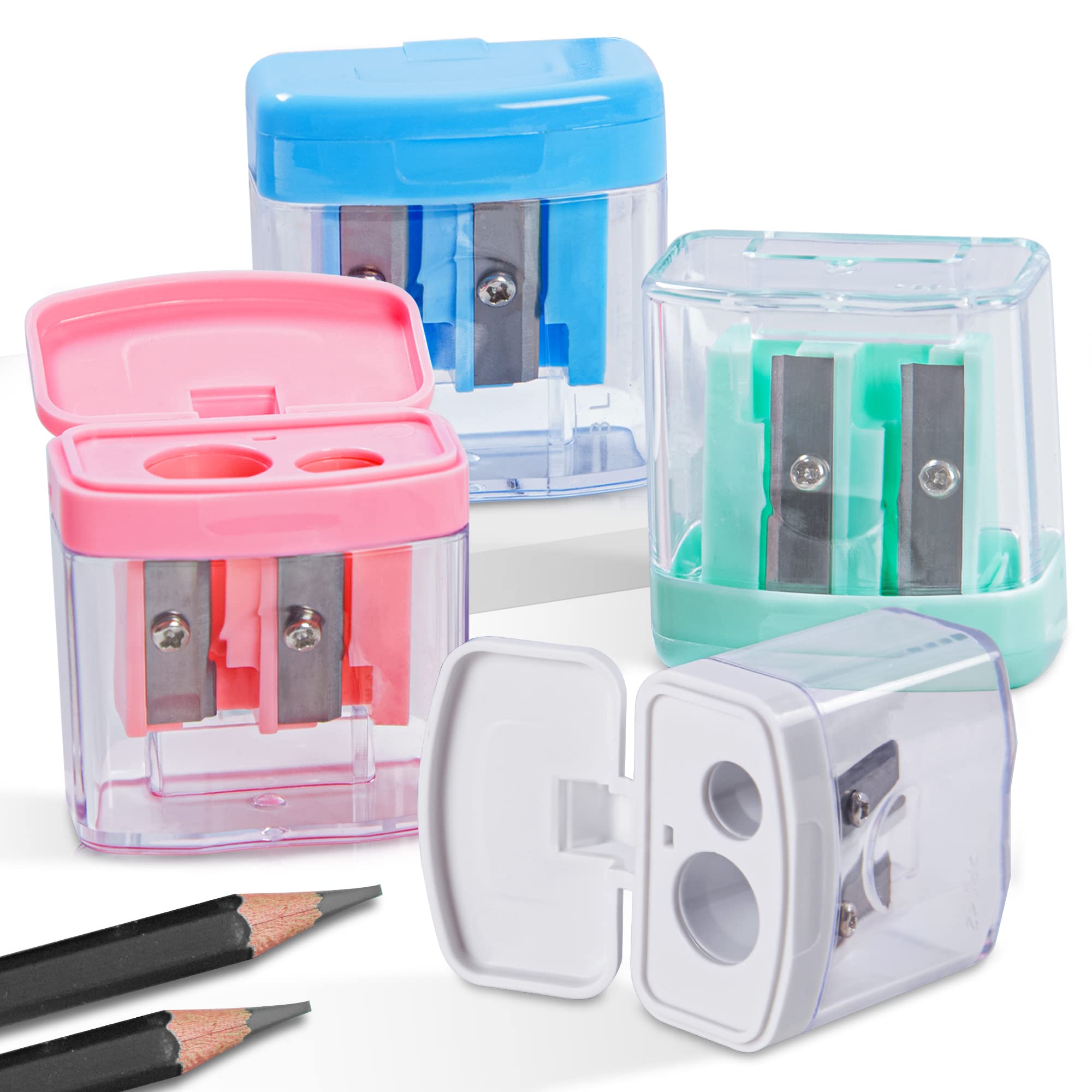 Golcellia 4-Pack Manual Pencil Sharpeners for Kids - Colorful Handheld Sharpeners for School, Classroom & Art Supplies | Perfect for Students, Teachers & Artists