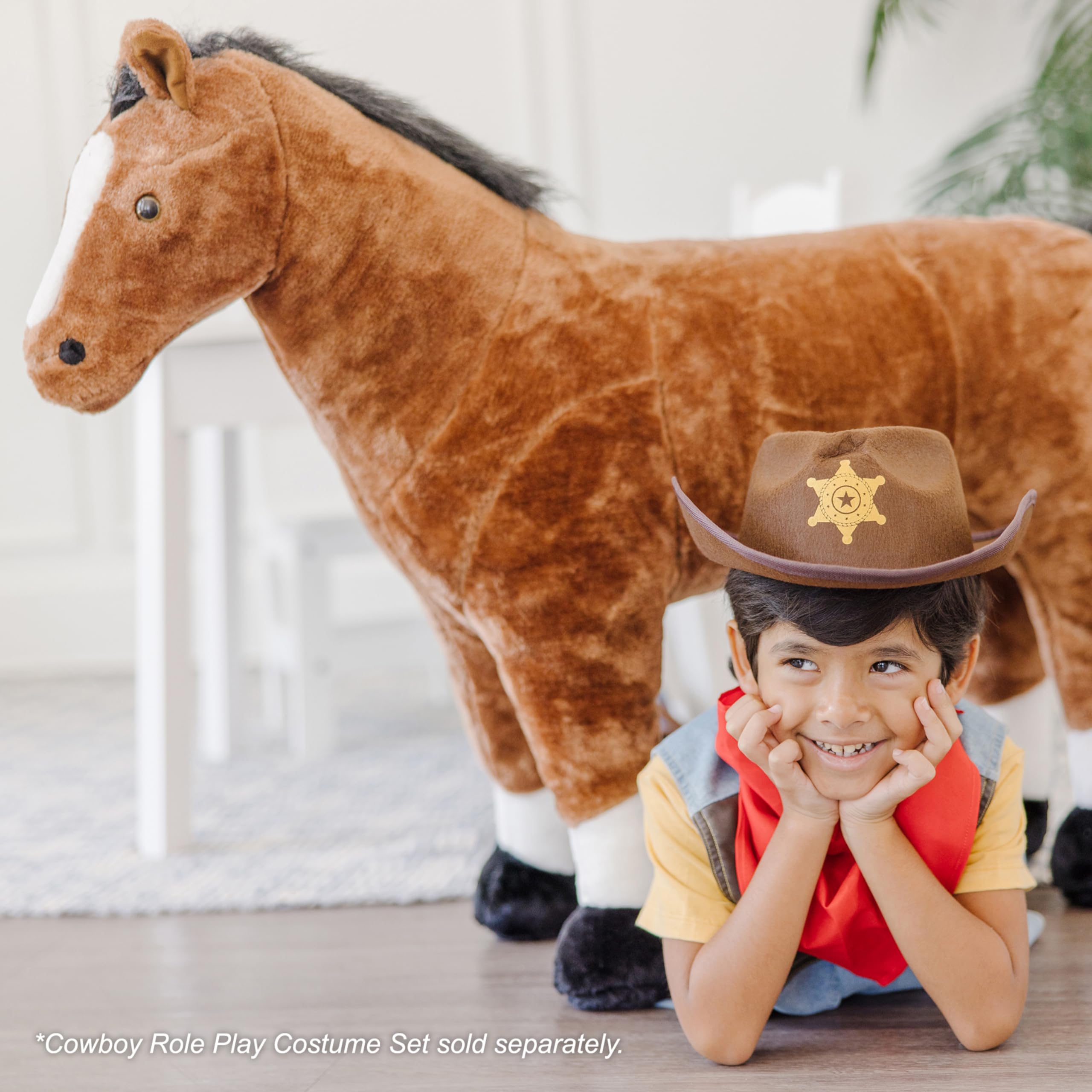 Melissa & Doug Giant Horse Plush Toy - Lifelike Stuffed Animal (36 Inches Tall) for Kids' Room Decor, Nursery, and Playtime Adventures
