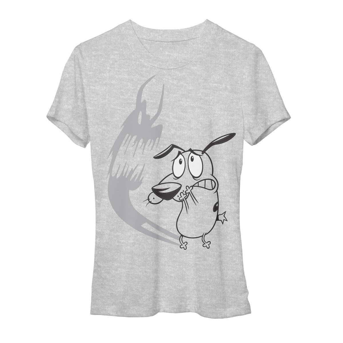 Courage the Cowardly Dog Evil Shadow Juniors Slim T-Shirt - Size S | Cartoon Character Tee for Kids & Teens | Perfect for Halloween, Cosplay & Casual Wear
