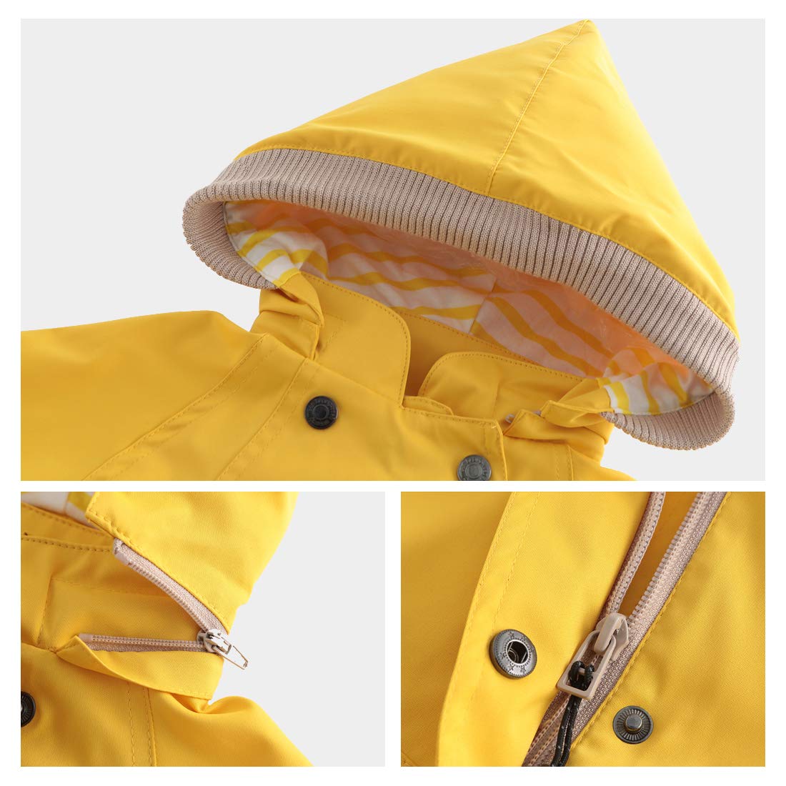 ACESTAR Kids Waterproof Hooded Rain Jacket - Cotton Lined Windbreaker for Boys & Girls - Toddler Raincoat for Spring & Fall Outdoor Play, School, and Travel