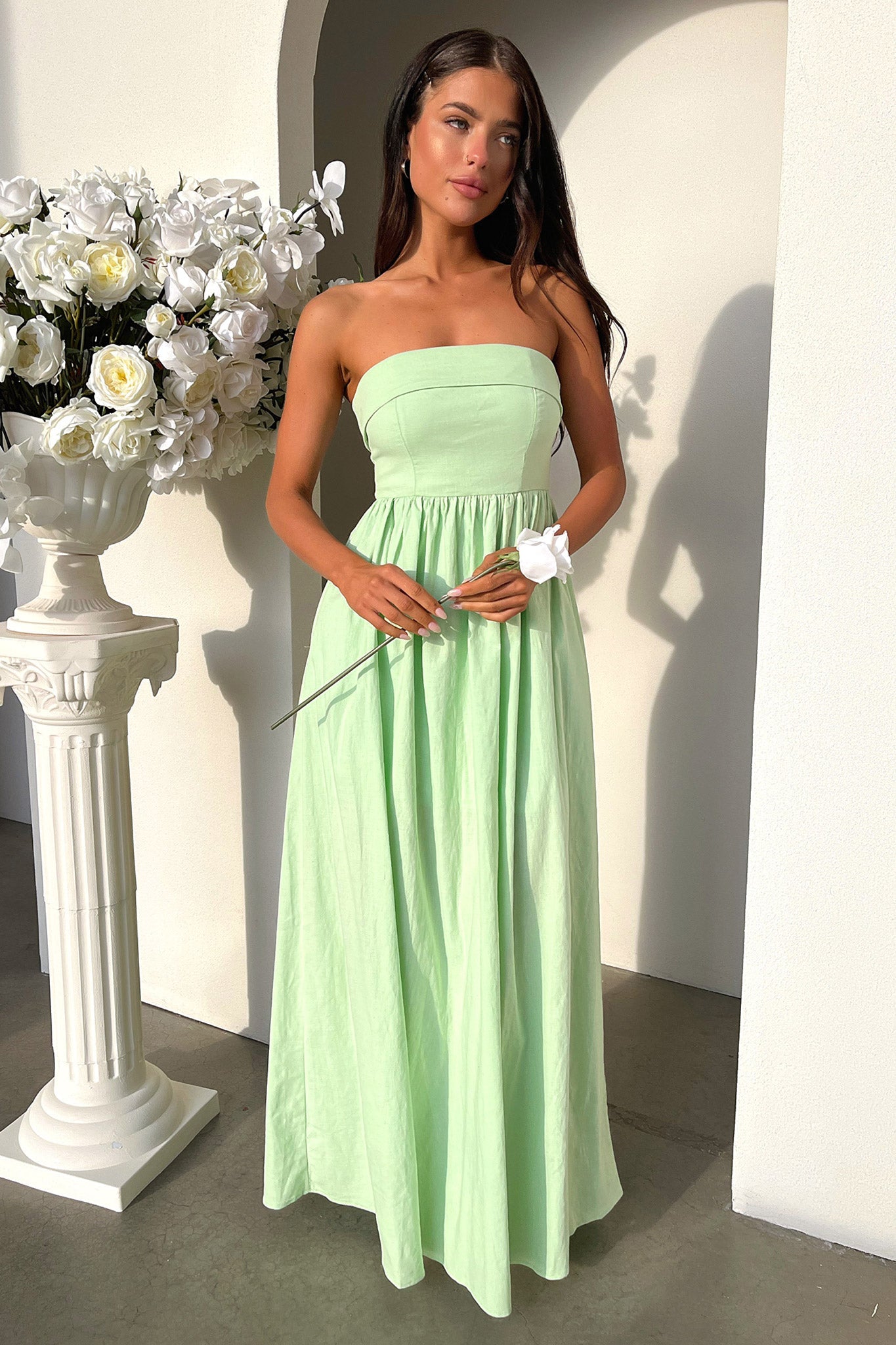 Cornell Maxi Dress in Sage Green - Flowy Boho Summer Dress for Beach, Vacation & Casual Outings