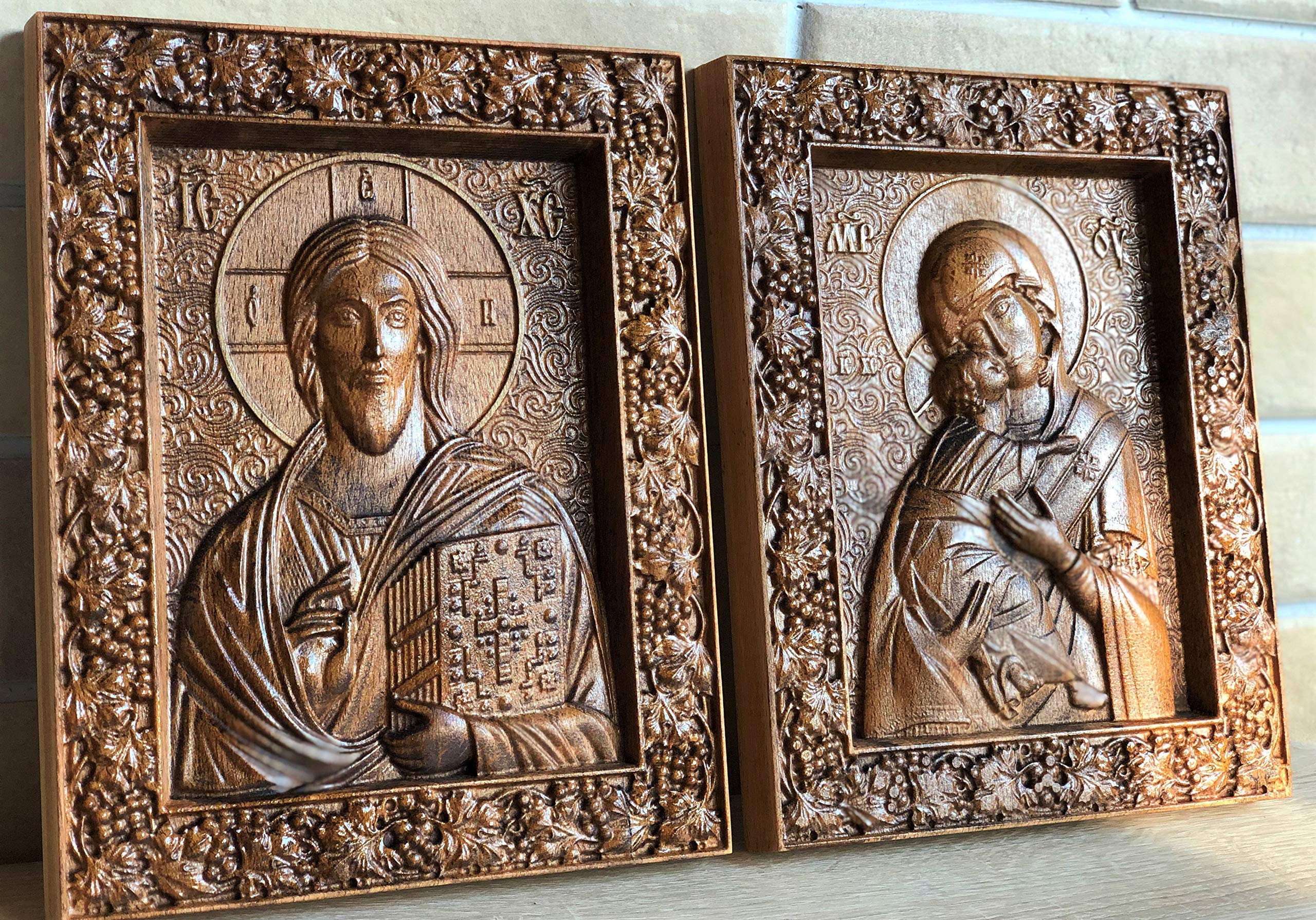 Orthodox Wedding Icon Set - Jesus Christ & Our Lady of Kazan - Perfect Religious Gift for Christian Couples - Ideal for Wedding Ceremonies, Home Blessings & Spiritual Devotion