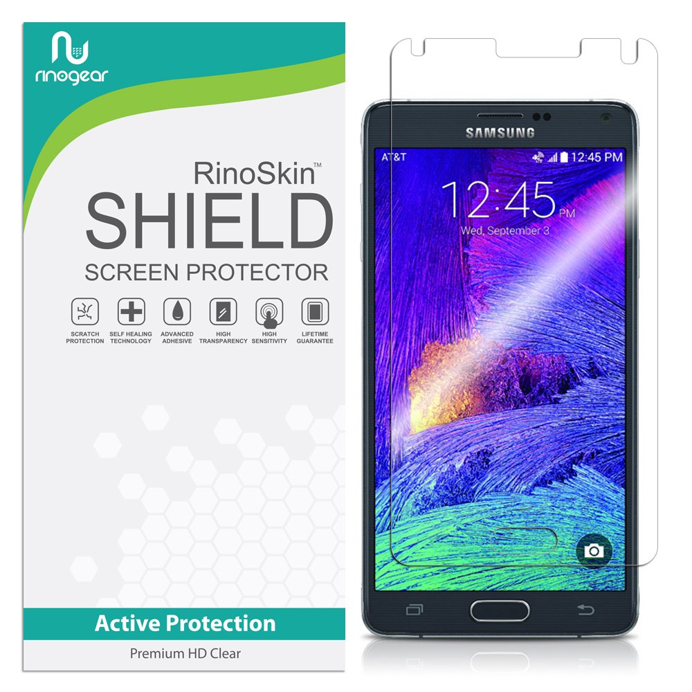 RinoGear Flexible TPU Screen Protector for Samsung Galaxy Note 4 - Case Friendly, Full Coverage Clear Film - Perfect for Work, Travel & Everyday Protection