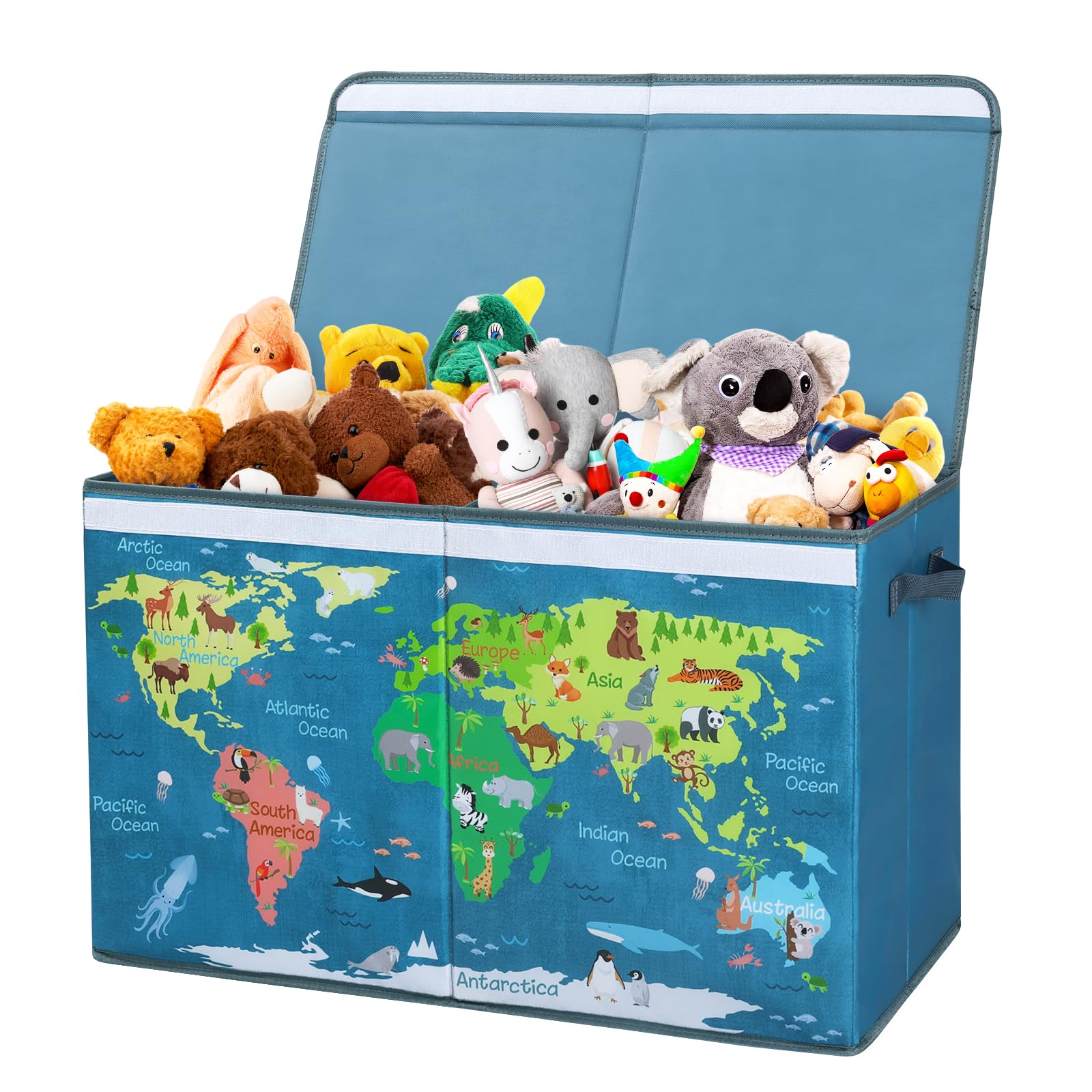 **Large Collapsible Toy Storage Box with Flip-Top Lid & Handles - 25.5×11.8×15.7 Inch Waterproof Oxford Cloth Organizer for Kids' Bedroom, Playroom & Nursery - Durable, Dustproof & Easy to Carry**    *(Perfect for Storing Toys, Books, Blankets & More - Ideal for Home, Daycare & Travel)*