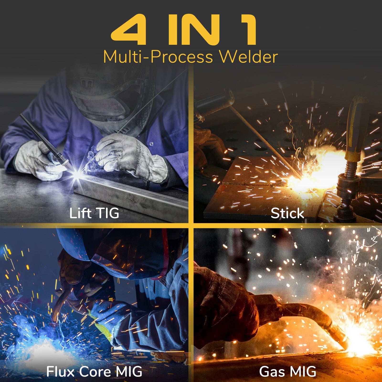 SSimder MIG 250 Multi-Process Welding Machine - 250 Amp MIG/TIG/Stick Welder with Digital Display - Perfect for Home DIY, Automotive Repair & Metal Fabrication Projects