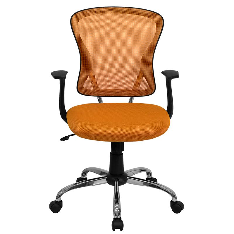 FLASH Alfred Mid Back Black Mesh Swivel Task Office Chair with Chrome Base and Arms - Ergonomic Desk Chair for Home Office, Computer Work & Gaming