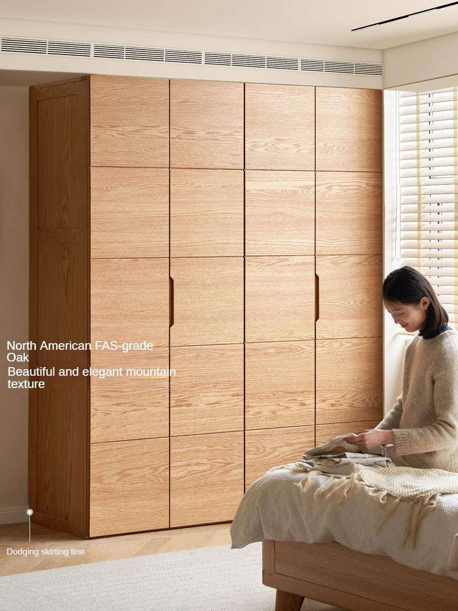 Solid Oak Wood Wardrobe with High Doors - Spacious Storage for Bedroom, Closet & Home Organization