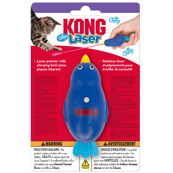 KONG Laser Chirps Interactive Cat Toy for Indoor Play - Fun Feather Teaser & Exercise for Kittens & Adult Cats