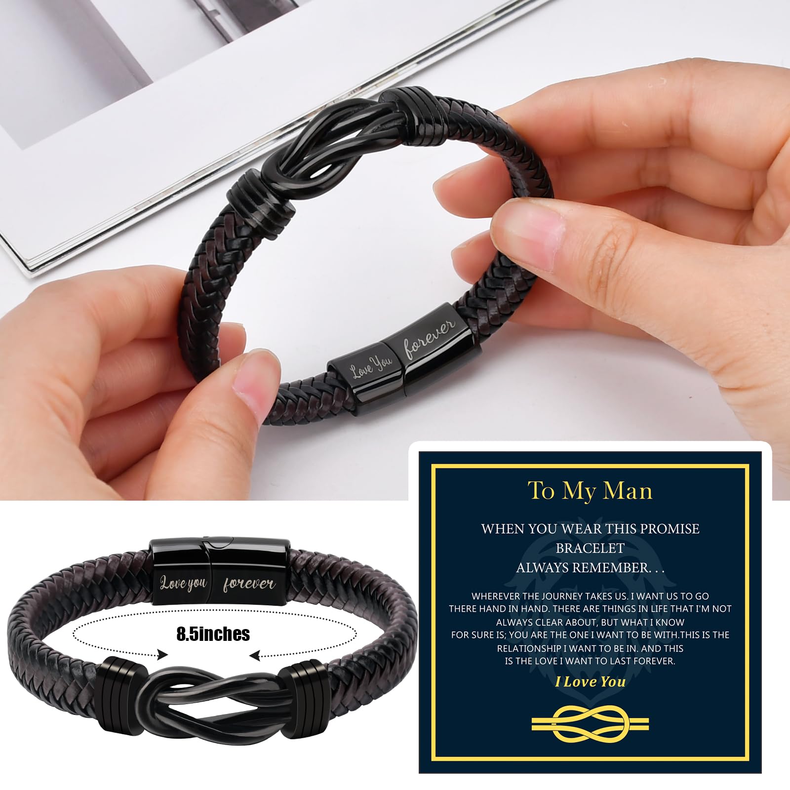 Men's Bracelet Gift for Husband - Romantic Anniversary & Valentine's Present for Him