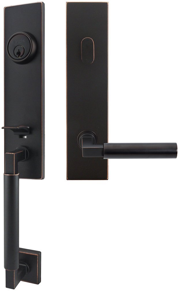INOX NY221C563-10B-RHR Right-Hand Reverse Tubular Entry Handleset with 2-3/8-Inch Backset & Aurora Lever in Oil Rubbed Bronze - Perfect for Home Security and Front Door Installation