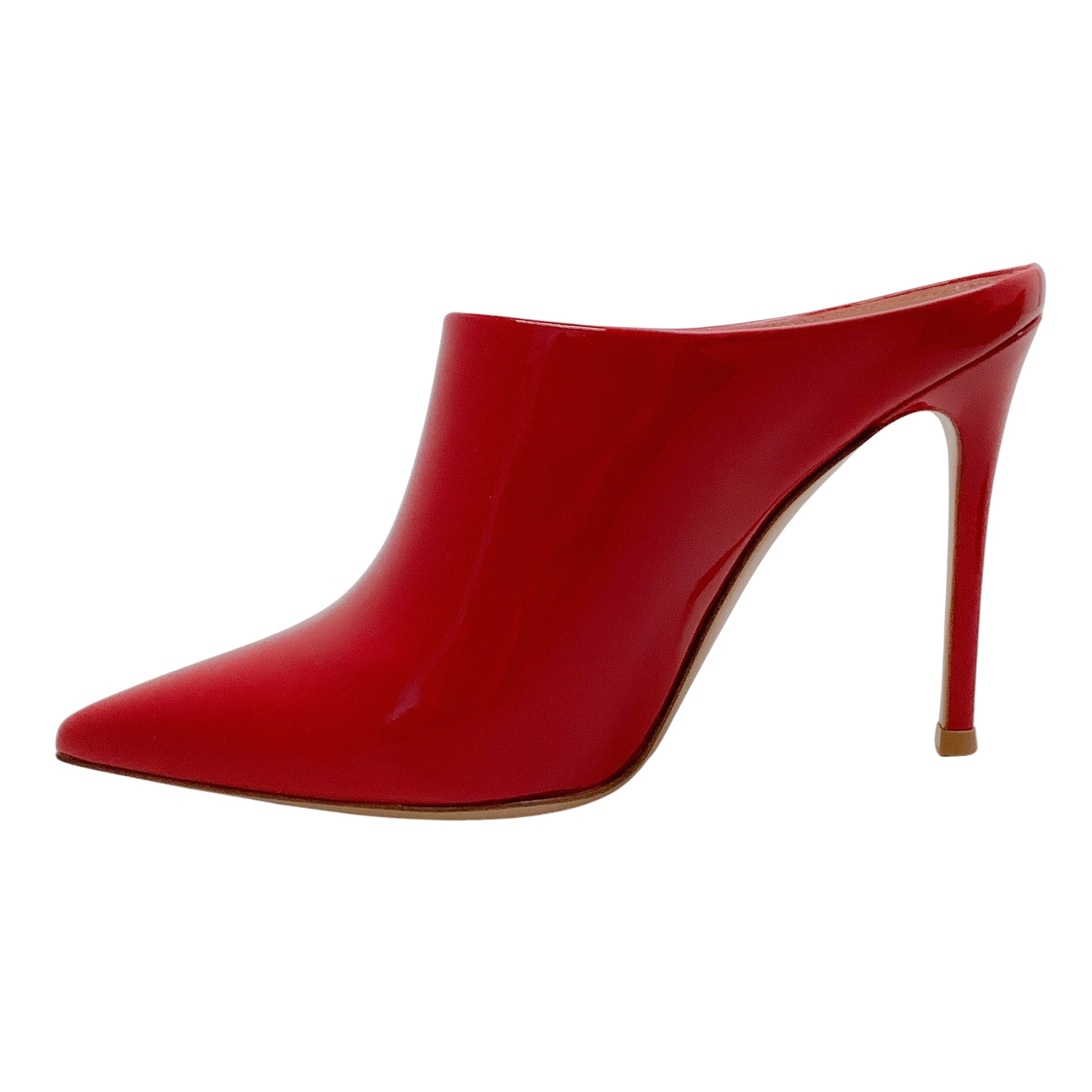 Gianvito Rossi Red Patent Leather Nova Mules - Women's Luxury Slip-On Heels for Parties, Weddings & Evening Events