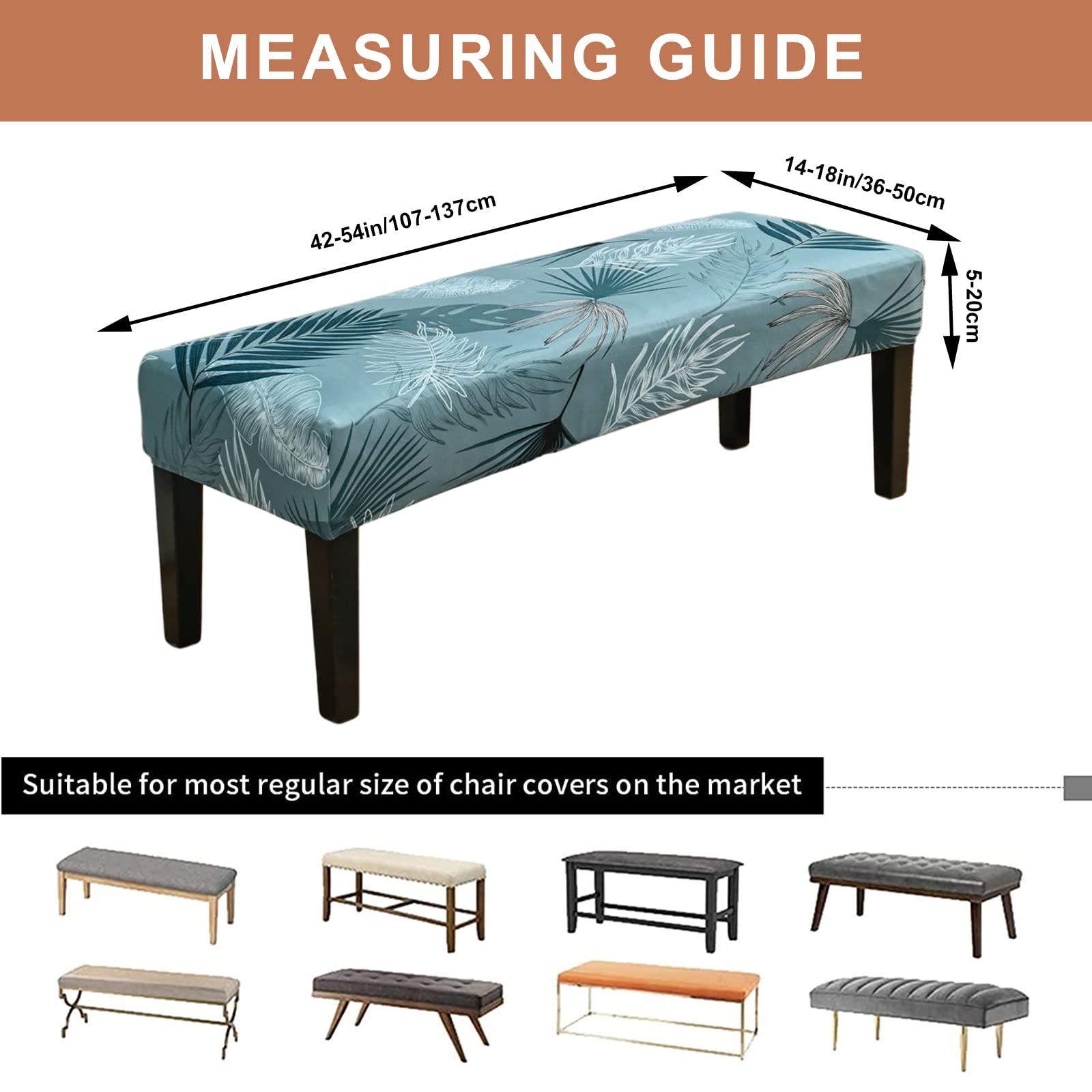 Eco-Friendly Ancheng Stretchable Dining Bench Cover - Removable Slipcover for Kitchen & Living Room Chairs - Furniture Protector for Home & Restaurant Use