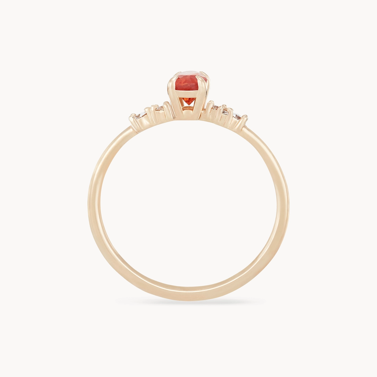 14K Yellow Gold Ring with Coral Sapphire - Unique & Elegant Jewelry for Women - Perfect for Weddings, Anniversaries & Special Occasions