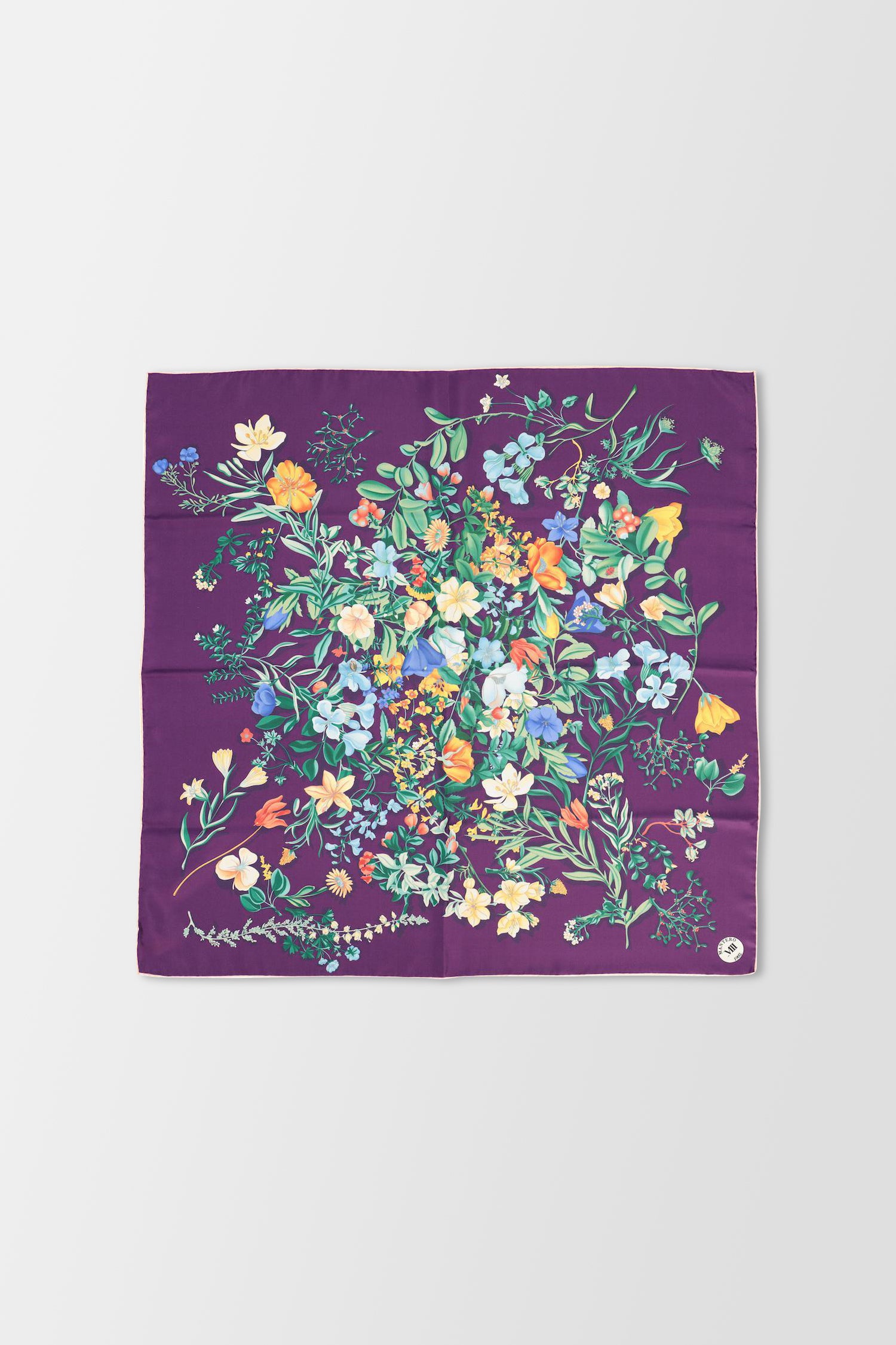 Mantero Plum Archivio N39 6 - Luxury Silk Scarf for Women, Elegant Floral Print Fashion Accessory, Perfect for Parties, Weddings & Special Occasions
