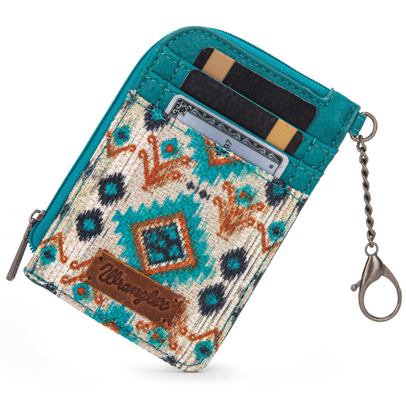 Montana West Wrangler Aztec Women's Leather Card Wallet with Zipper Pocket - Western Style Credit Card Holder for Women (WG130-W005TQ) | Perfect for Travel, Shopping & Everyday Use