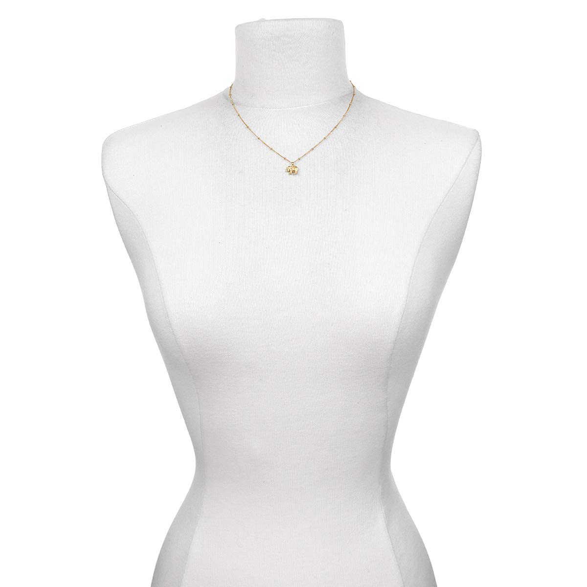 Satya Jewelry 18K Yellow Gold Plated Elephant Pendant Necklace & Rose Quartz Lotus Bracelet Set for Women - Perfect for Meditation, Yoga & Spiritual Gifts