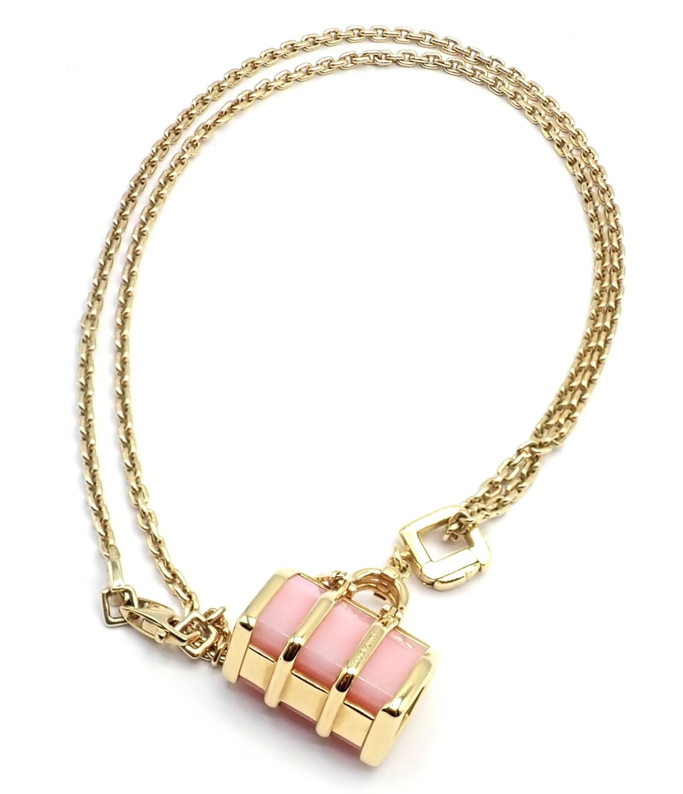 Authentic Louis Vuitton 18k Yellow Gold Quartz Purse Bag Pendant Chain Necklace - Luxury Gift for Women, Perfect for Parties & Special Occasions
