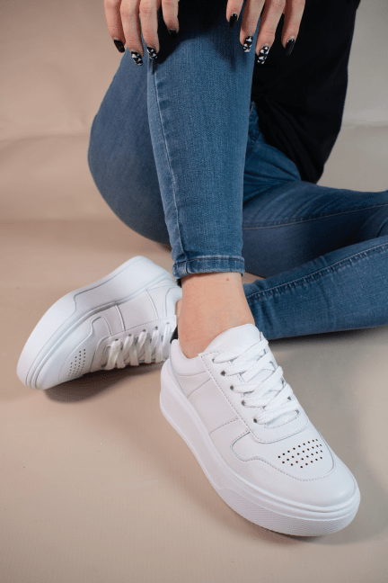 White Platform Sneakers for Women | Comfortable & Stylish Casual Shoes | Perfect for Walking, Running & Everyday Outfits