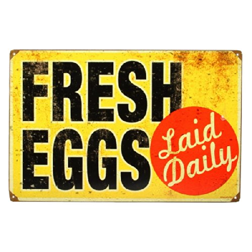 Fresh Eggs Laid Daily Sign - Farm Fresh Egg Advertising Sign for Farmers Markets & Roadside Stands - Perfect for Chicken Coops & Country Decor