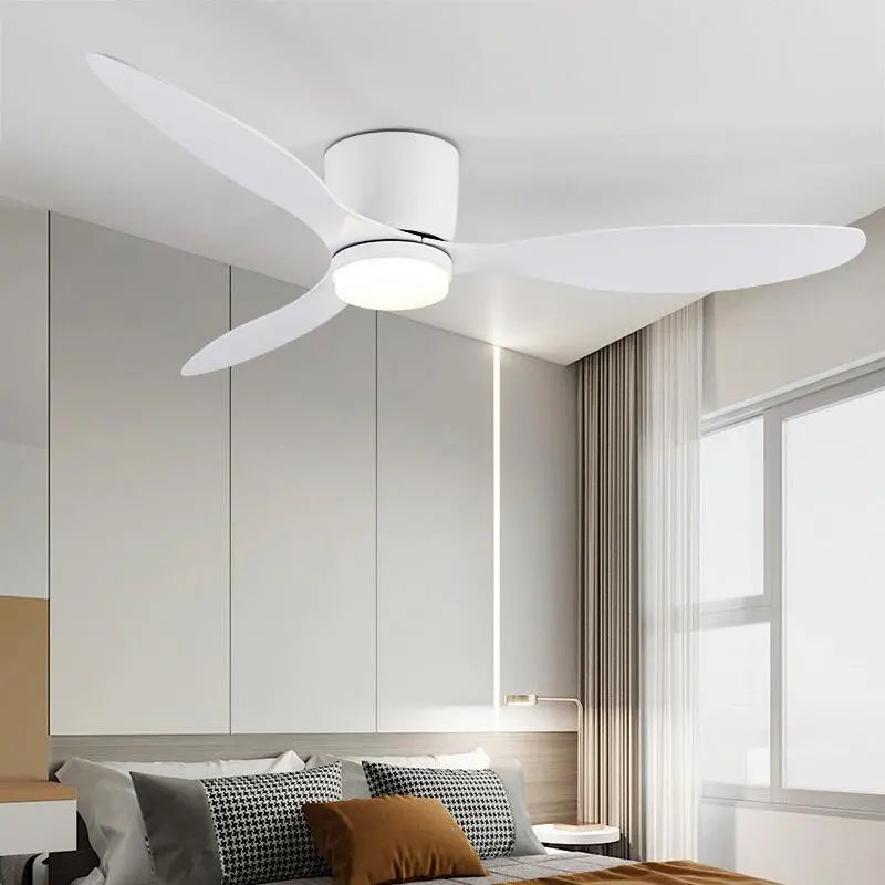 Muriel Modern White Ceiling Fan with Remote Control - 52 Inch Low Profile Flush Mount - Quiet Reversible Motor - Energy Efficient LED Light - Perfect for Bedroom, Living Room & Office