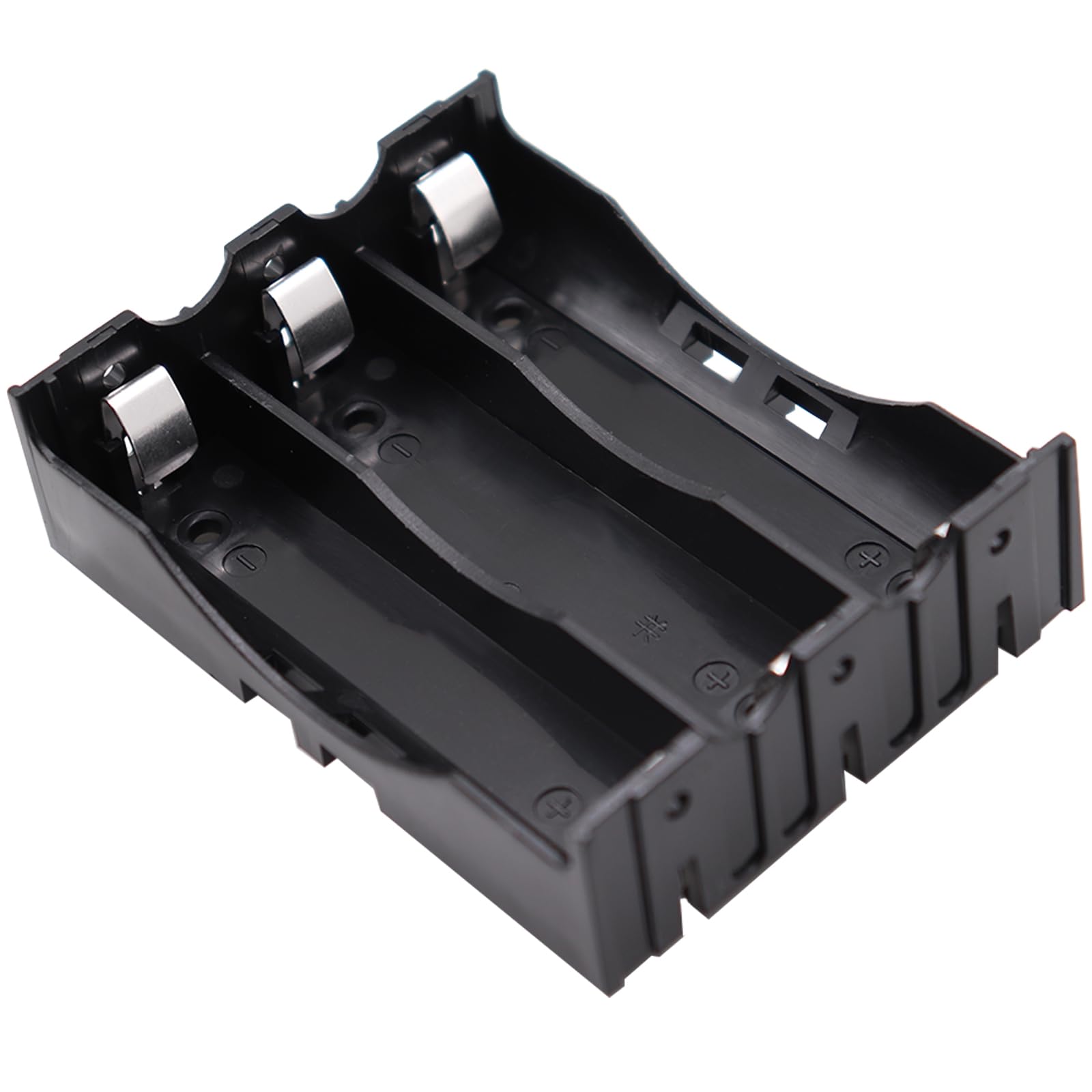XFFCSEC 18650 Battery Holder - 3 Slot Plastic Case for 3.7V Flat Top Batteries | Secure Power Supply for Flashlights, DIY Electronics & Solar Projects | Pack of 10 Black Plastic Cell Holders with Pins