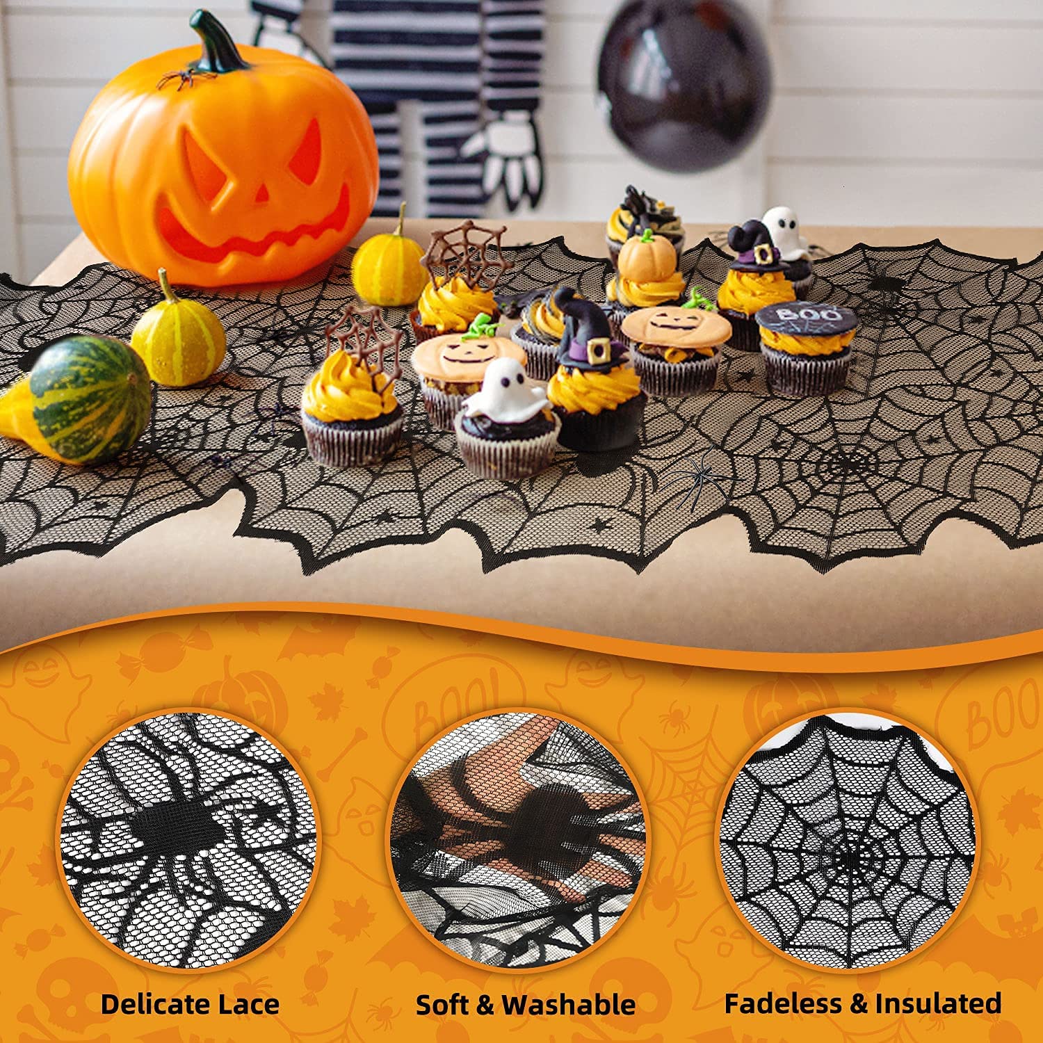OKA 3-Pack Halloween Spider Web Decorations - 72