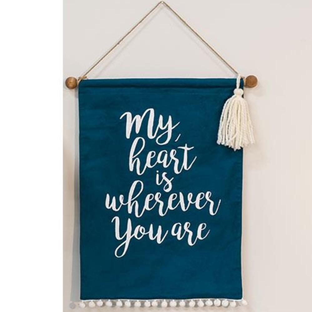 My Heart Fabric Wall Hanging - Romantic Home Decor for Bedroom, Living Room & Nursery | Perfect for Valentine's Day, Wedding & Housewarming Gifts