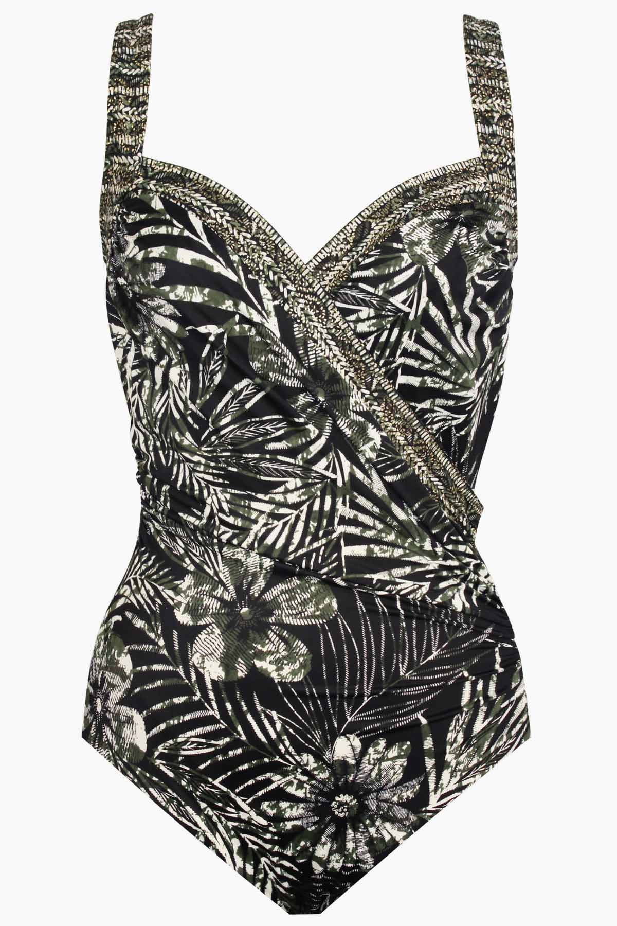 DD Cup Sanibel One Piece Swimsuit in Zahara Print - Sexy High Cut Bathing Suit for Women, Perfect for Beach Vacations & Pool Parties