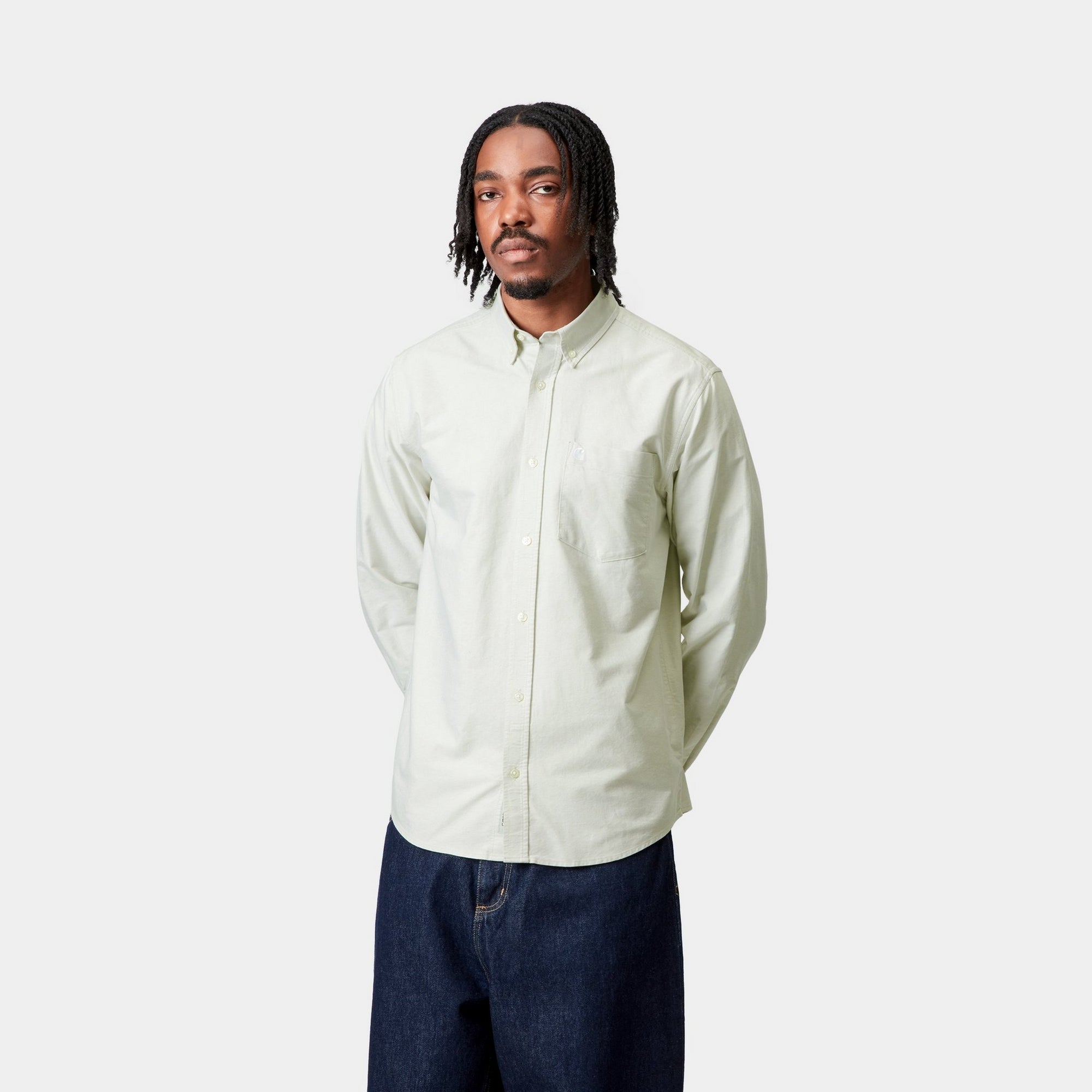 C Logo Shirt - Pale Olive & White Cotton T-Shirt for Men & Women | Casual Wear, Street Style, Everyday Outfit