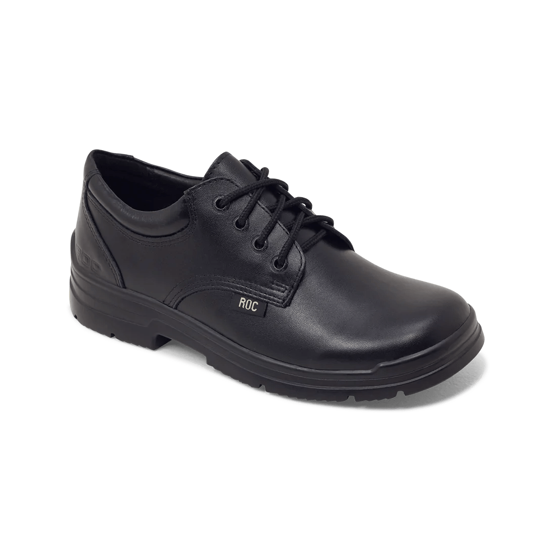 ROC BOOTS Junior Rigour Black Lace-Up Leather School Shoes for Boys & Girls - Comfortable & Durable Formal Footwear for Classroom, Uniform Dress Code & Daily Wear