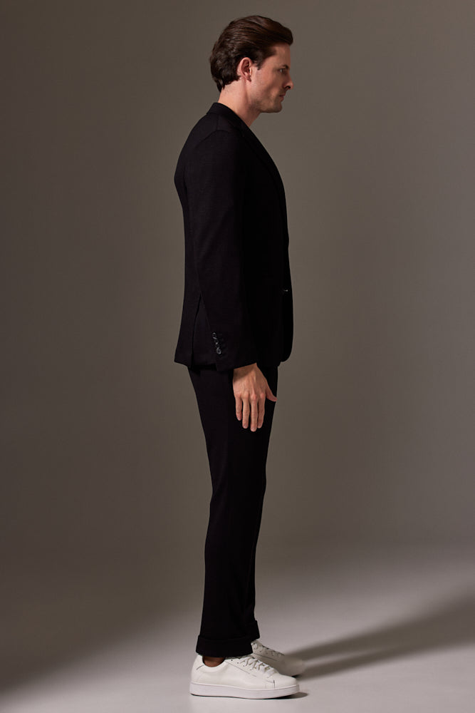Liam Bailey Wool Jersey Suit - Premium Black Men's Business Formal Wear for Office, Interviews & Special Occasions