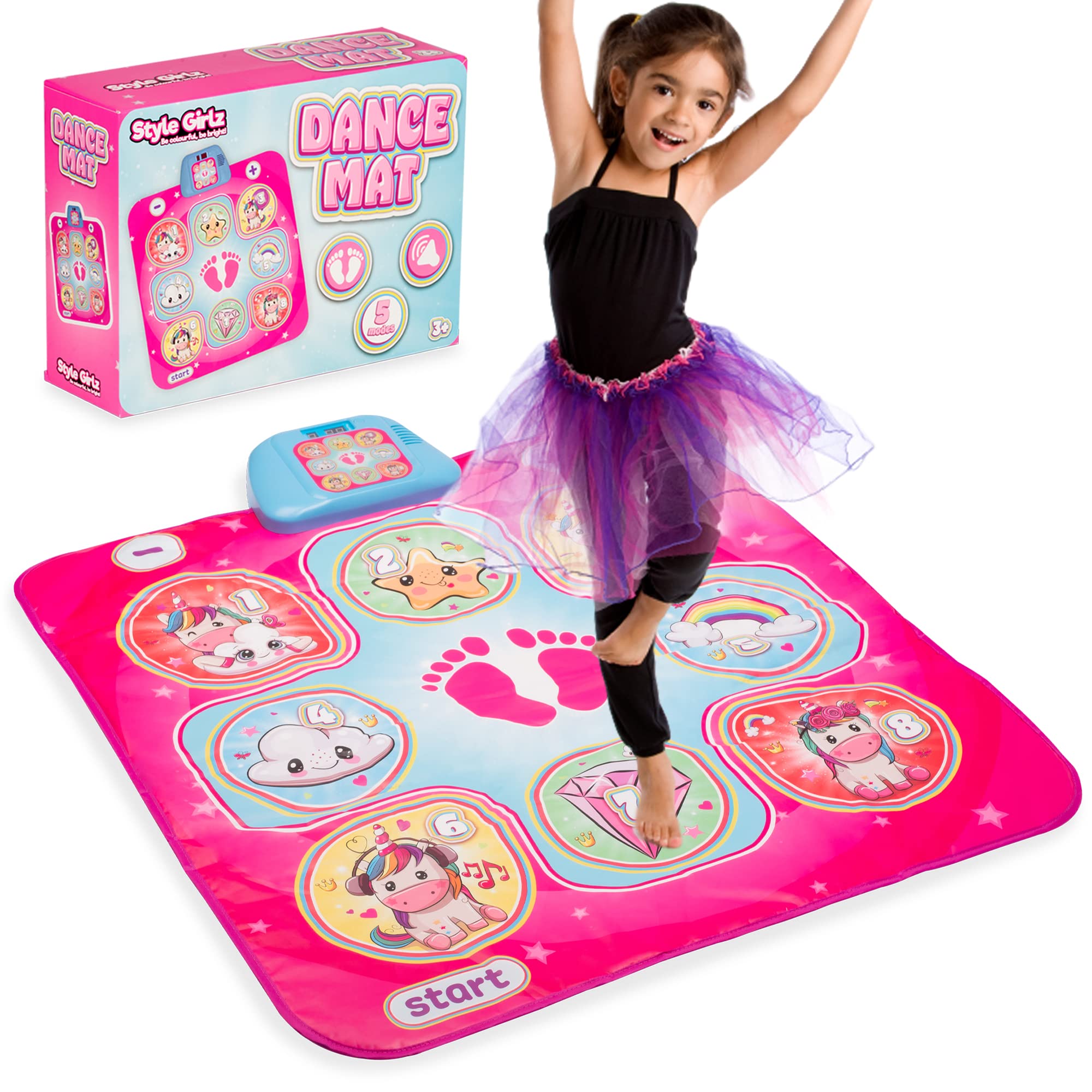 Dance Mat for Girls & Boys - Interactive Dance Pad with 6 Game Modes & US Music - Electronic Musical Dance Mat for Kids Ages 3+ - Perfect for Indoor Play, Birthday Gifts & Family Fun