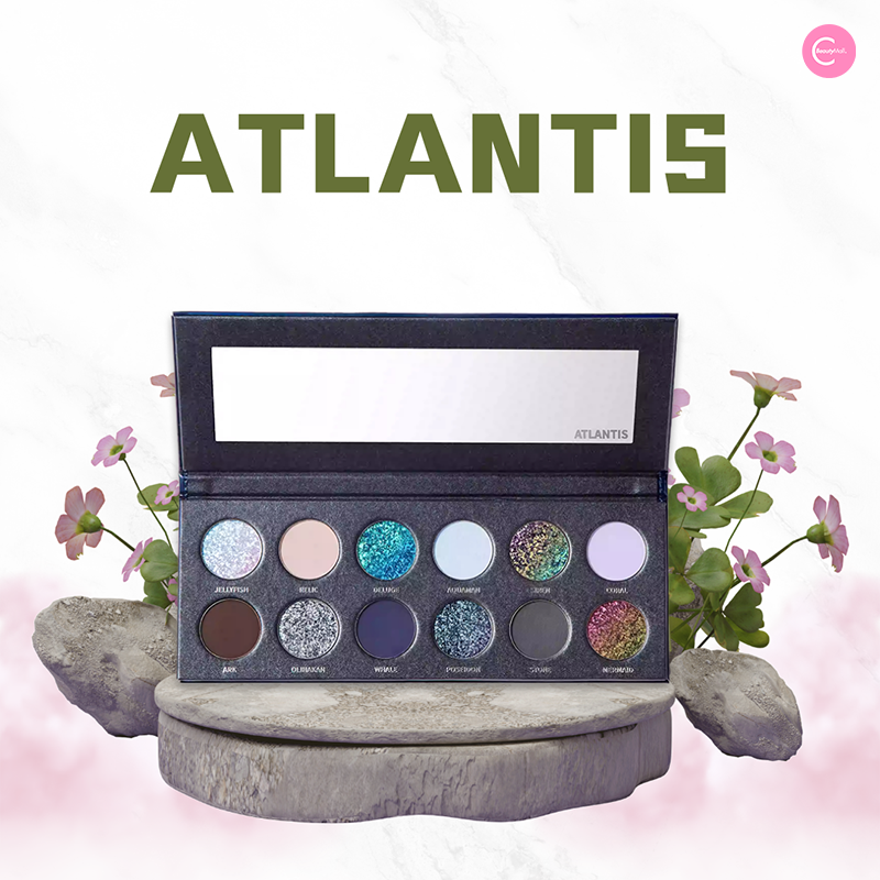 KRYPTEIN COSMETICS Atlantis Eyeshadow Palette - 12 Highly Pigmented Matte & Shimmer Eyeshadows for Stunning Eye Makeup | Perfect for Day to Night Looks, Parties & Special Occasions