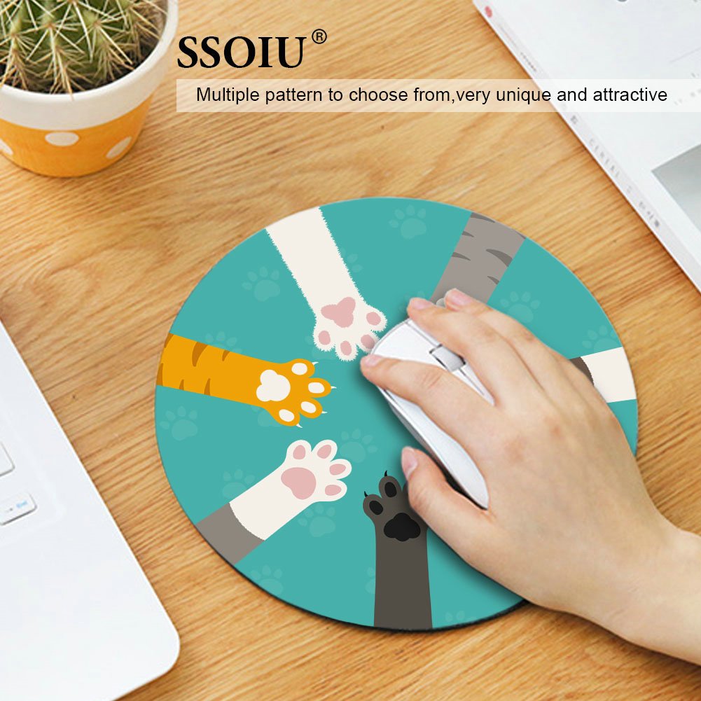 Colorful Cat Paw Mouse Pad - Non-Slip Gaming Mouse Mat with Cute Animal Design for PC, Laptop & Office Use - Perfect Gift for Cat Lovers & Gamers