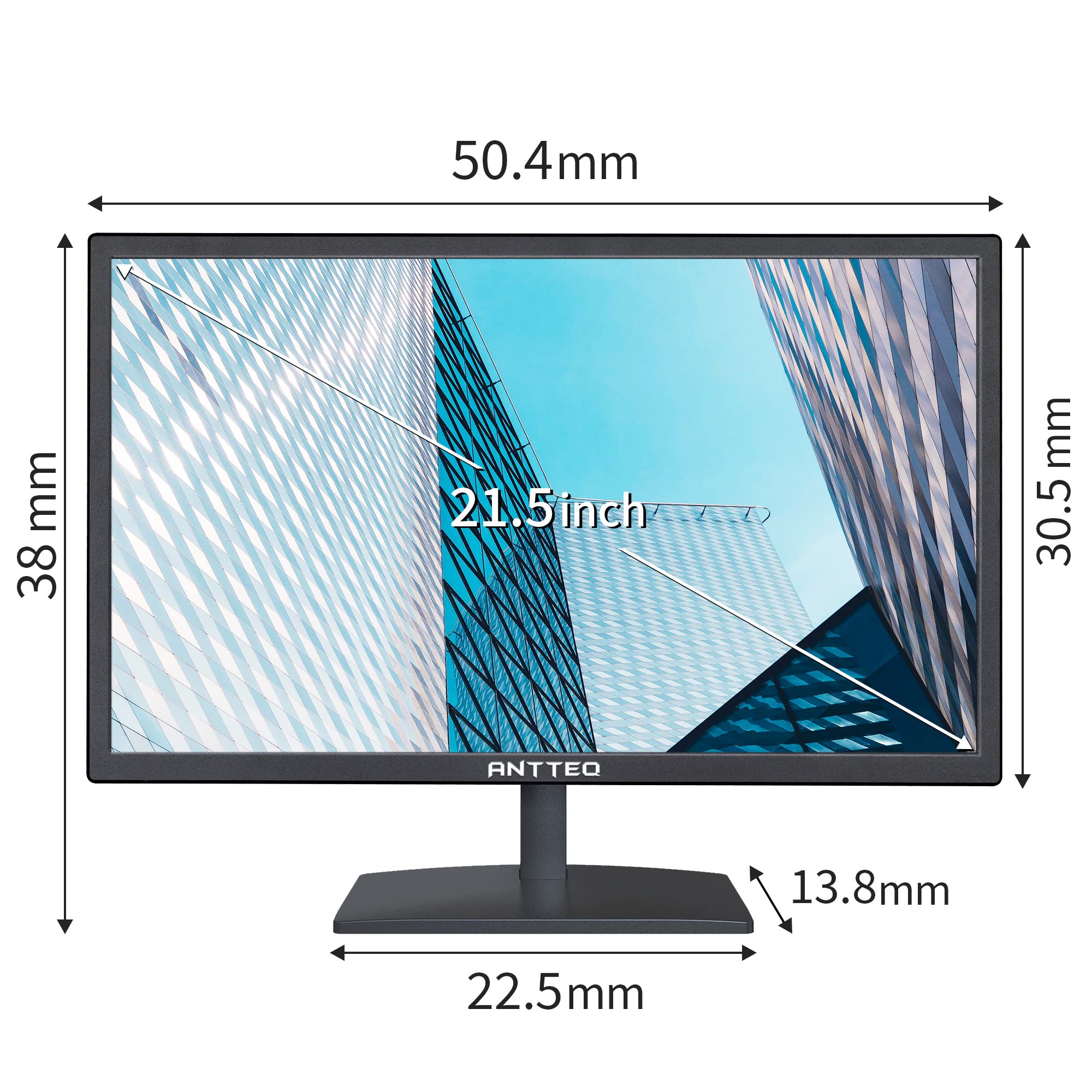 22 Inch Business Computer Monitor - FHD 1080p 75Hz LED Desktop Monitor with Low Blue Light & Eye Comfort, HDMI VGA Ports, Black - Perfect for Office Work, Gaming, and Home Use