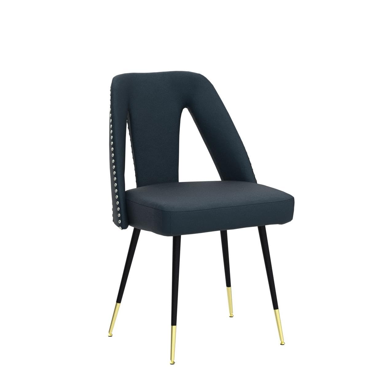 Nrizc Set of 4 Velvet Modern Dining Chairs - Upholstered Side Chairs with Sturdy Metal Legs & Elegant Nailhead Trim - Perfect for Kitchen, Dining Room or Bedroom Decor (Blue) - Ideal for Family Dinners, Entertaining Guests & Home Office Seating