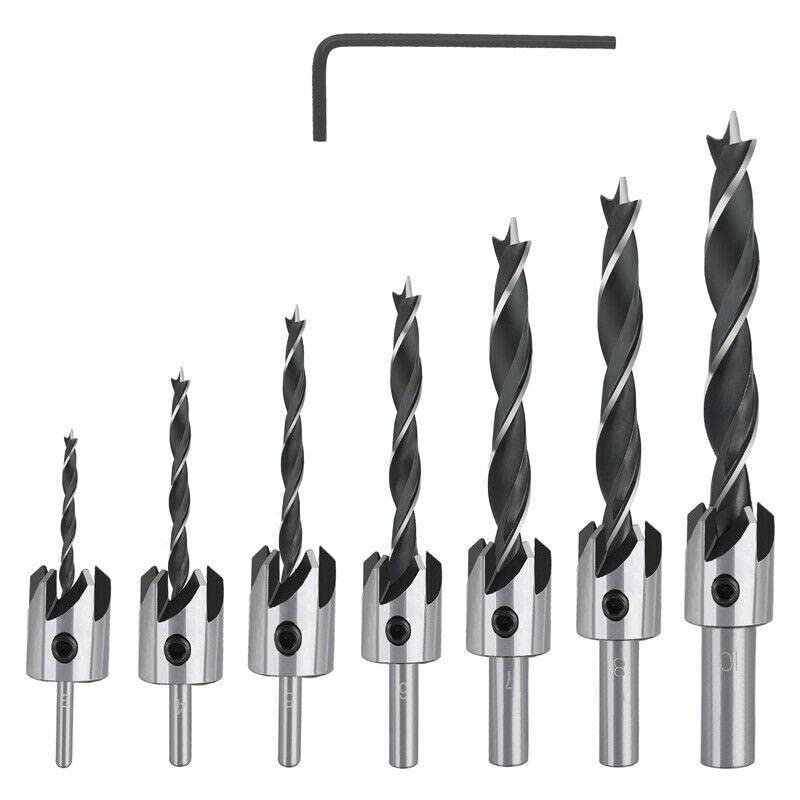 8PCS Tapered Drill Countersink Bit Set - Wood & Metal Pilot Hole Drilling Tools for Woodworking, Engraving, Milling & Cutting - Perfect for DIY Projects, Furniture Making & Metal Crafting