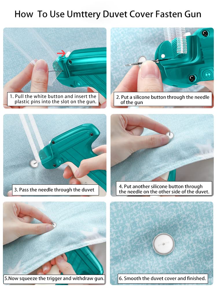 Duvet Clips Gun - Secure Comforter in Place Without Shifting | No Metal Needle, Bulky Clips or Buttons | No Ironing or Sewing Required | Perfect for Bedding, Guest Rooms & Hotels