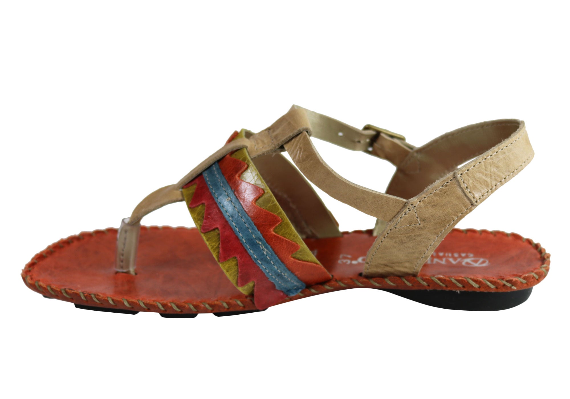 Andacco Kamby Women's Comfortable Leather Flat Sandals - Handmade in Brazil - Perfect for Summer, Beach & Casual Outings