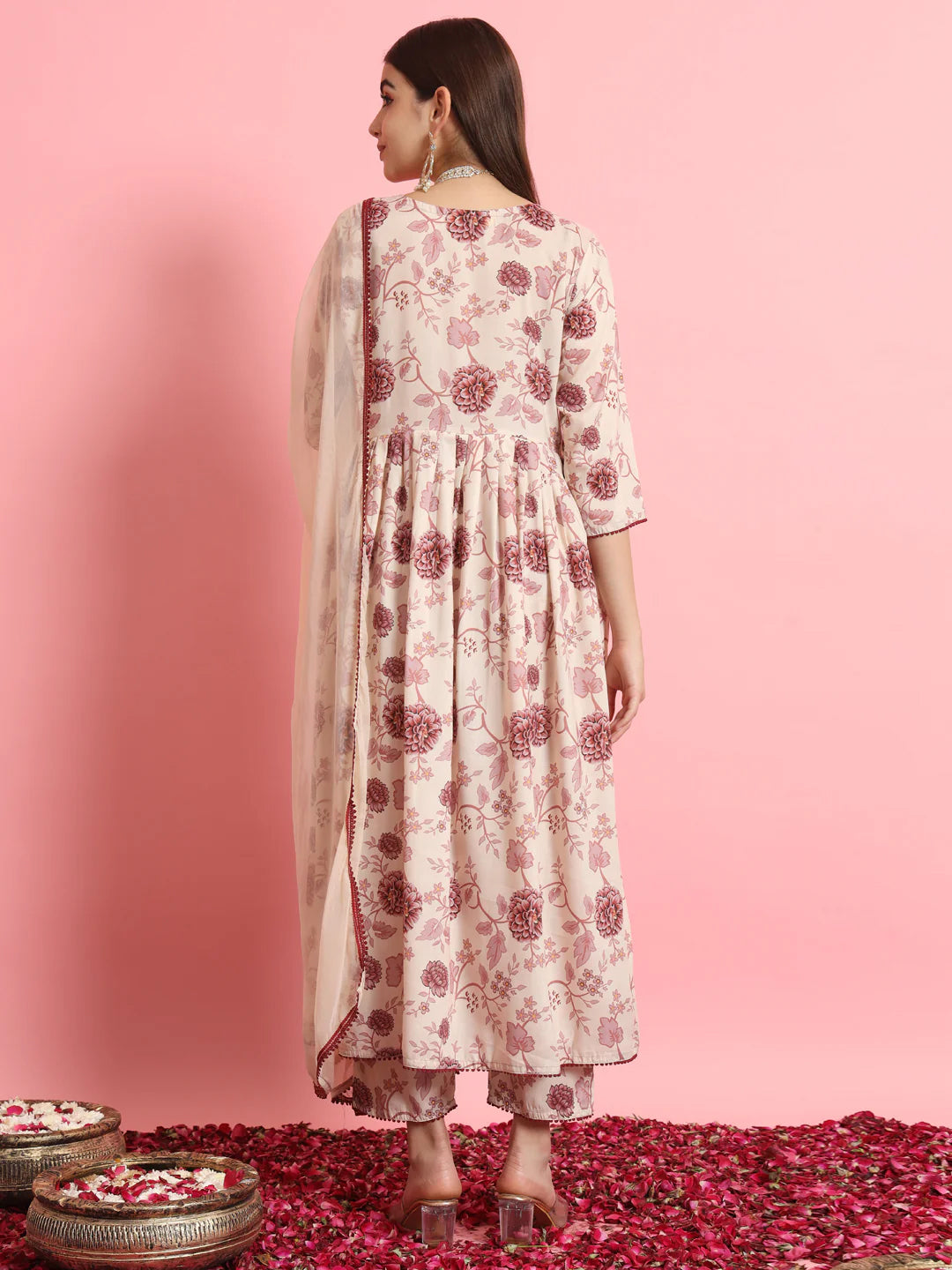 Premium Beige Embroidered Pant Suit for Women - Elegant Designer Ready-to-Wear Outfit for Weddings, Parties & Formal Events