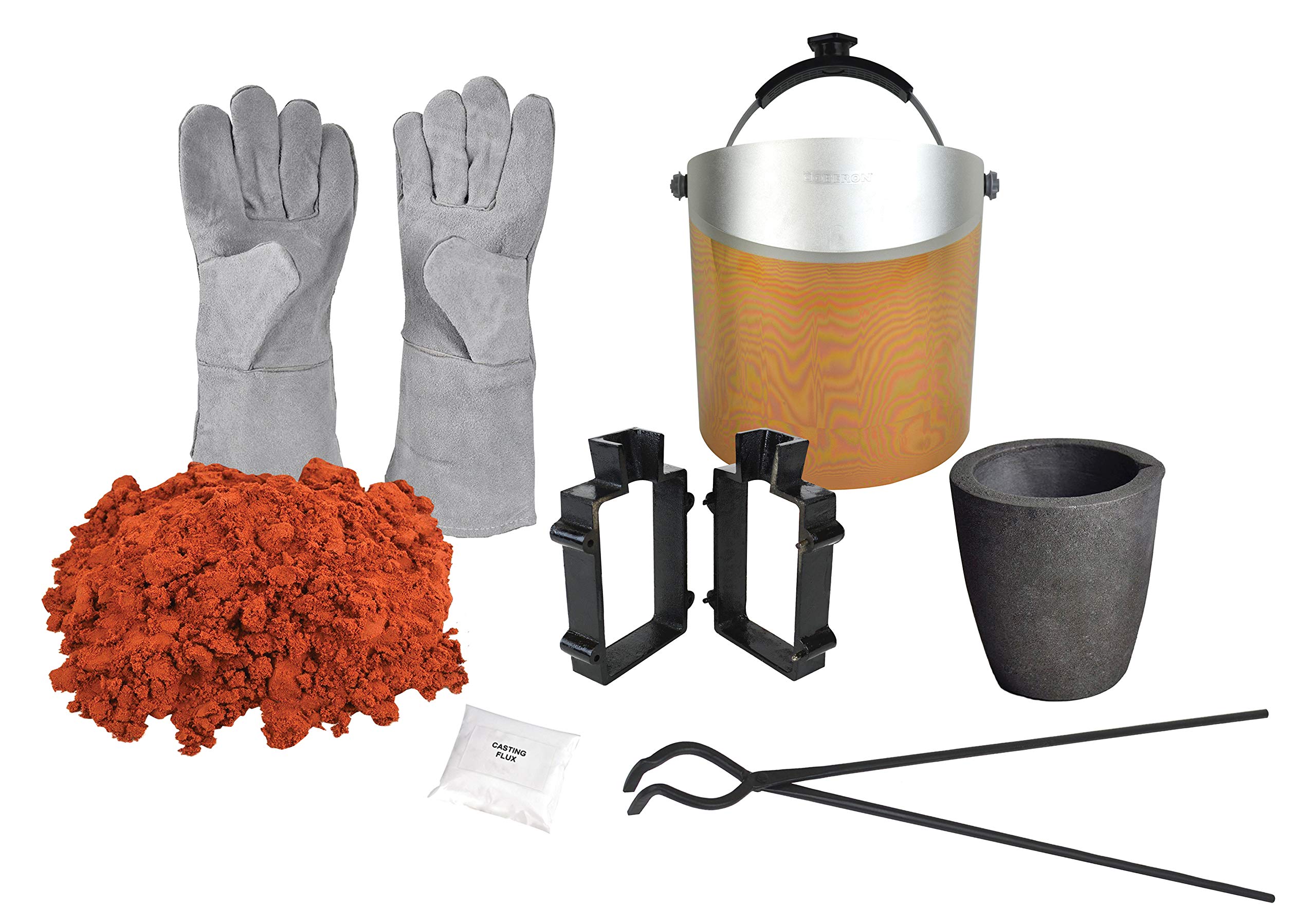 Premium Sand Casting Kit - 5 Lbs Petrobond Sand, Metal Tongs, Graphite Crucible, Cast Iron Mold Frame, Parting Powder & Flux for DIY Metal Melting & Jewelry Making - Complete Safety Gear Included - Perfect for Home Foundry, Blacksmithing & Metal Craft Projects