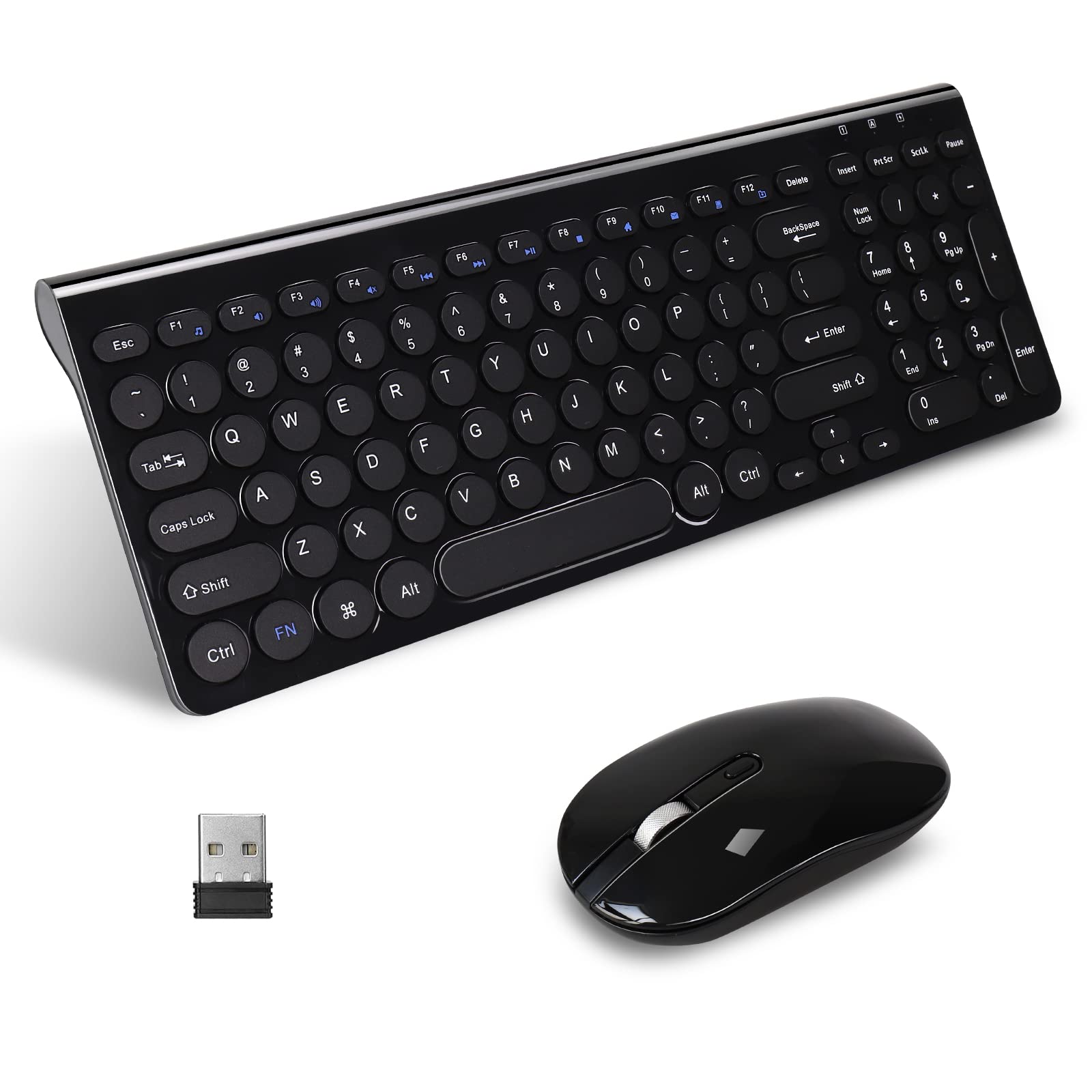 YXLILI Wireless Keyboard and Mouse Combo - Ergonomic Quiet Low Profile Keyboard & Optical Mouse with Numeric Keypad for Windows PC, Mac, Laptop - Perfect for Office, Gaming & Home Use