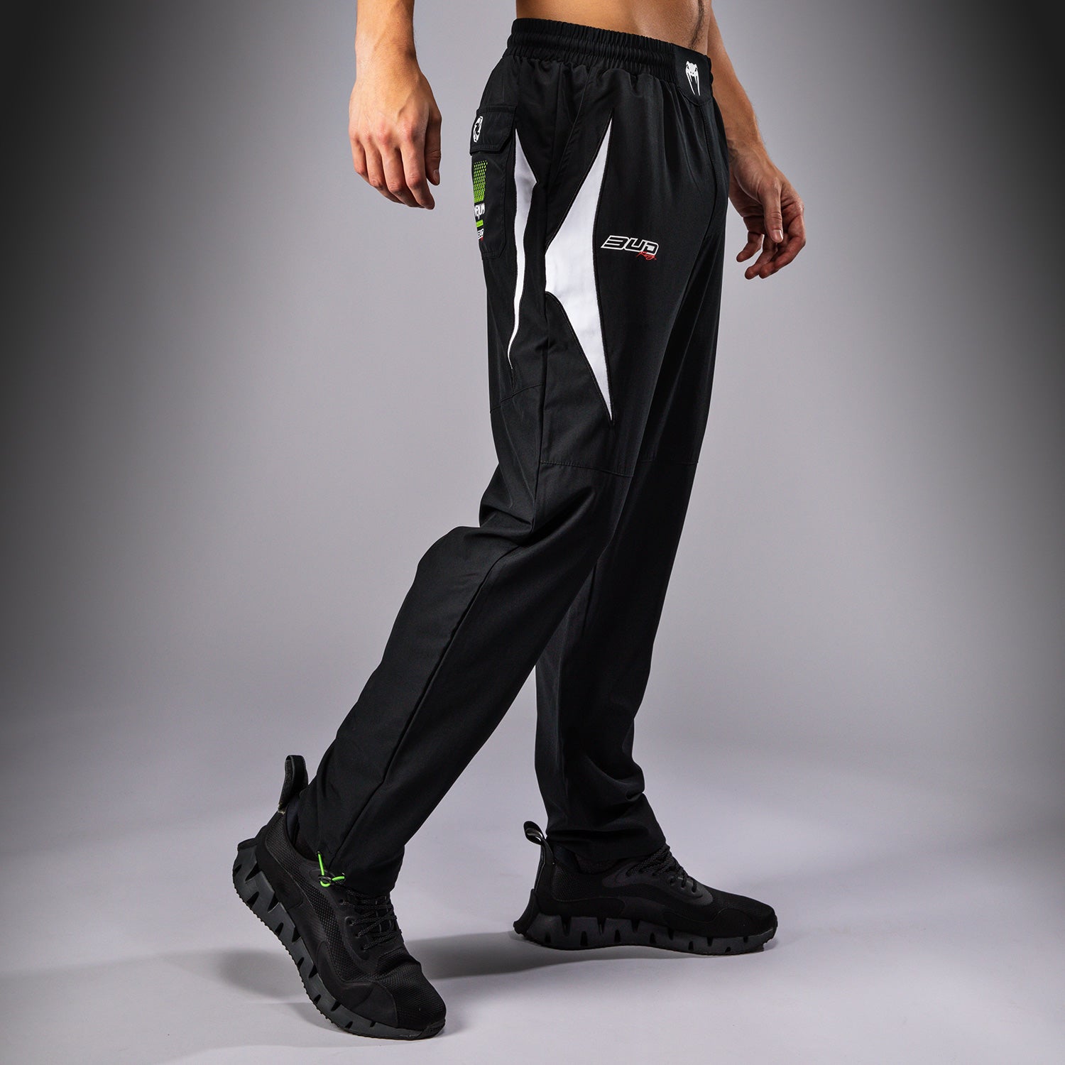 Venum x Bud Racing Men's Joggers Pants - Black, White & Lime Green Color Options | Comfortable Athletic Tapered Sweatpants for Running, Gym & Casual Wear