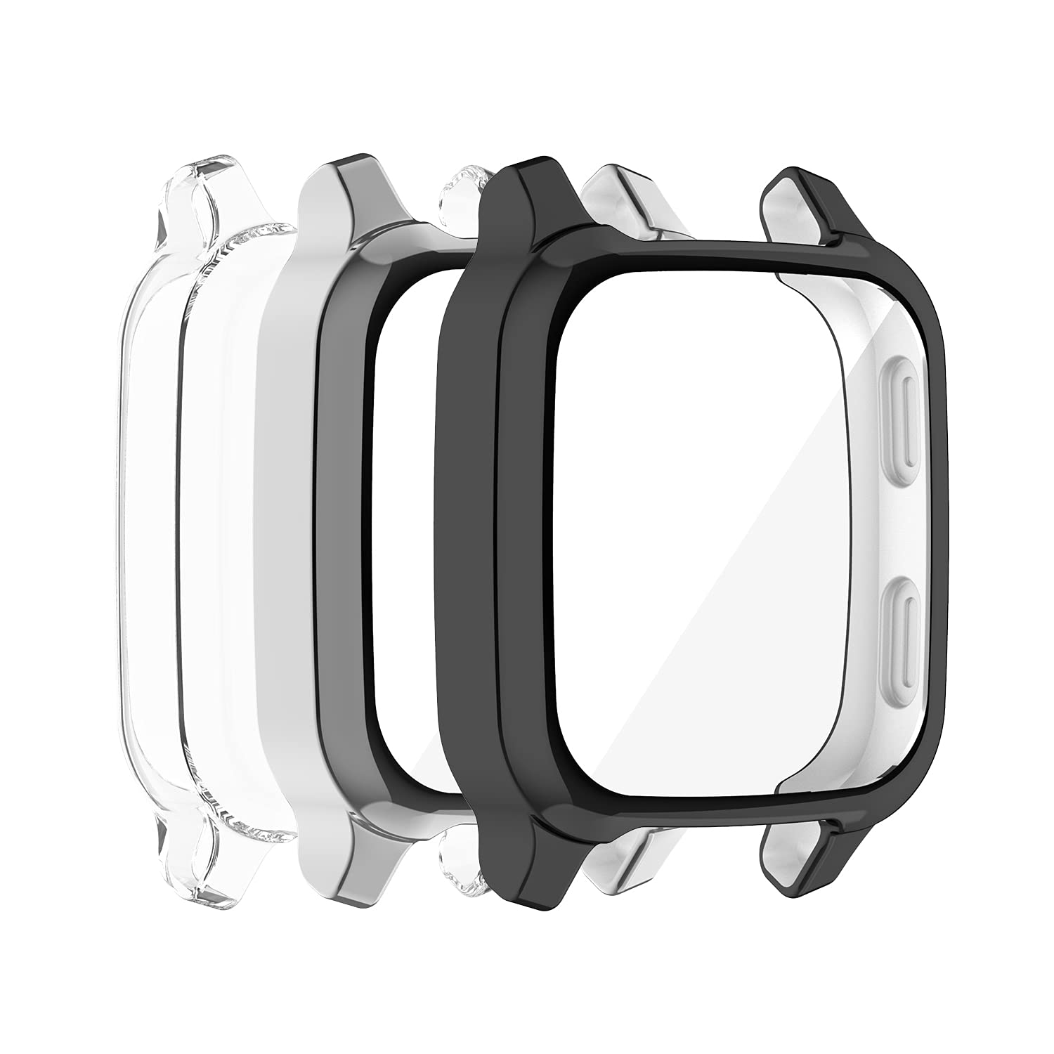Premium 3-Pack Garmin Venu SQ & Venu SQ Music Screen Protectors - Soft TPU Bezel (Black/Gray/Clear) - Anti-Scratch, Bubble-Free Protection for Workouts & Outdoor Activities