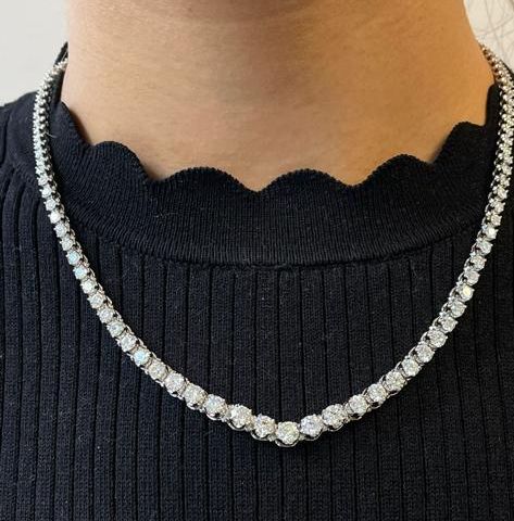 14K White Gold Diamond Necklace for Women - Elegant Dainty Pendant Jewelry Gift for Anniversary, Valentine's Day & Special Occasions