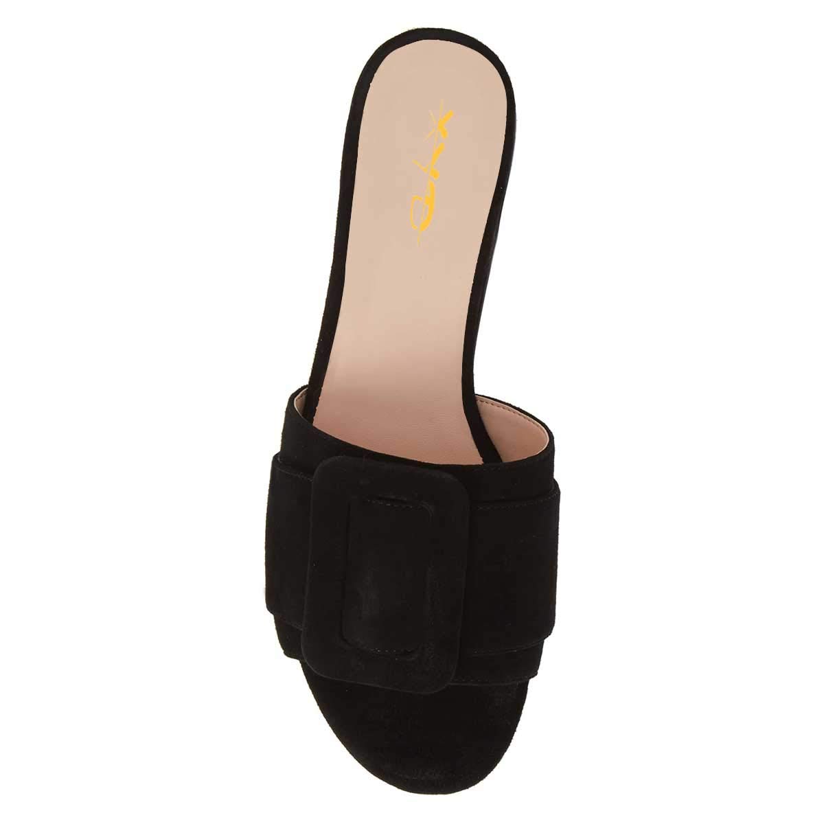 XYD Women's Comfortable Open Toe Flat Sandals - Summer Slide Shoes with Oversized Buckle for Casual Wear, Beach & Vacation Outfits