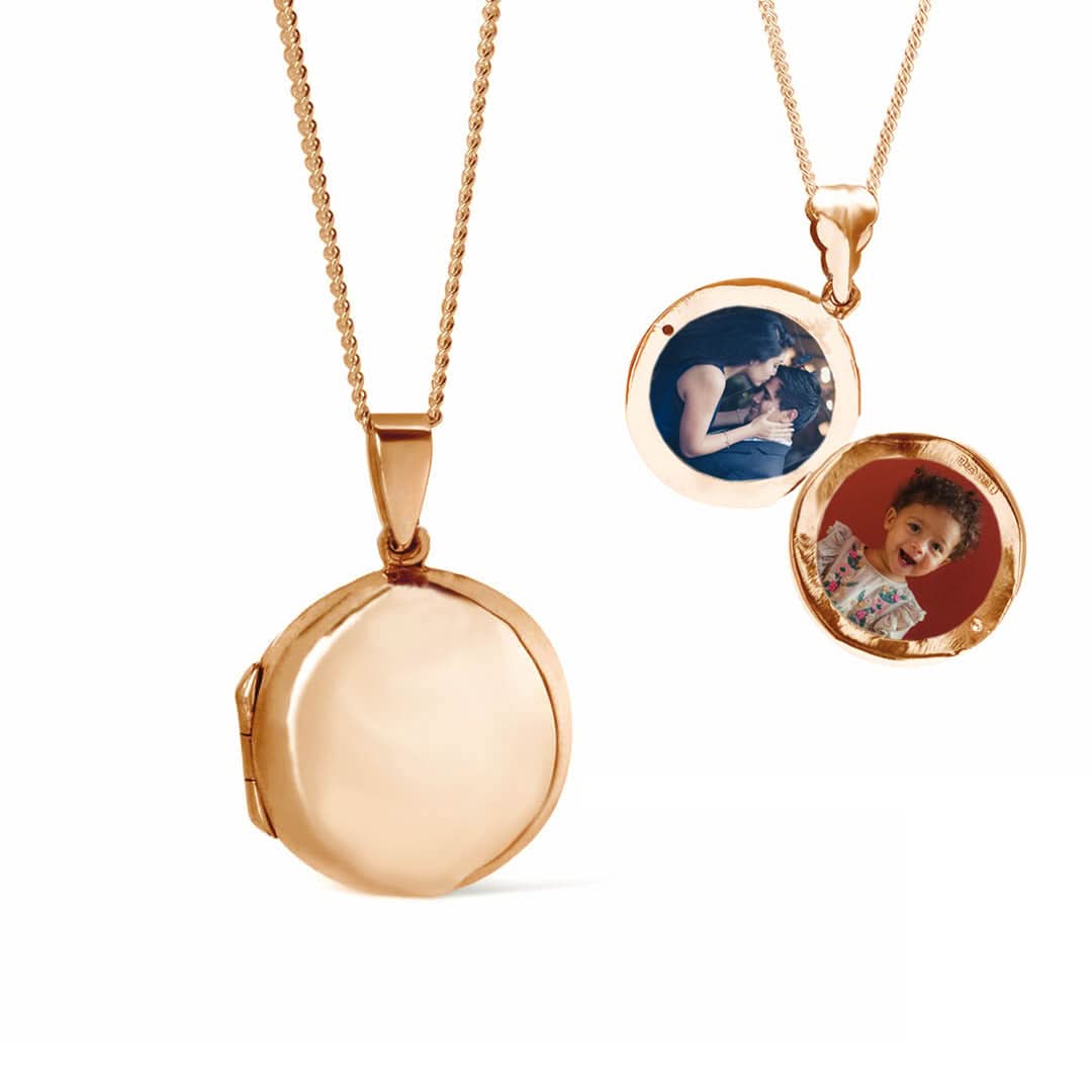 Rose Gold Men's Round Locket Necklace - Personalized Photo Pendant for Gifts, Anniversaries & Special Occasions | Perfect for Engagements, Weddings & Valentine's Day
