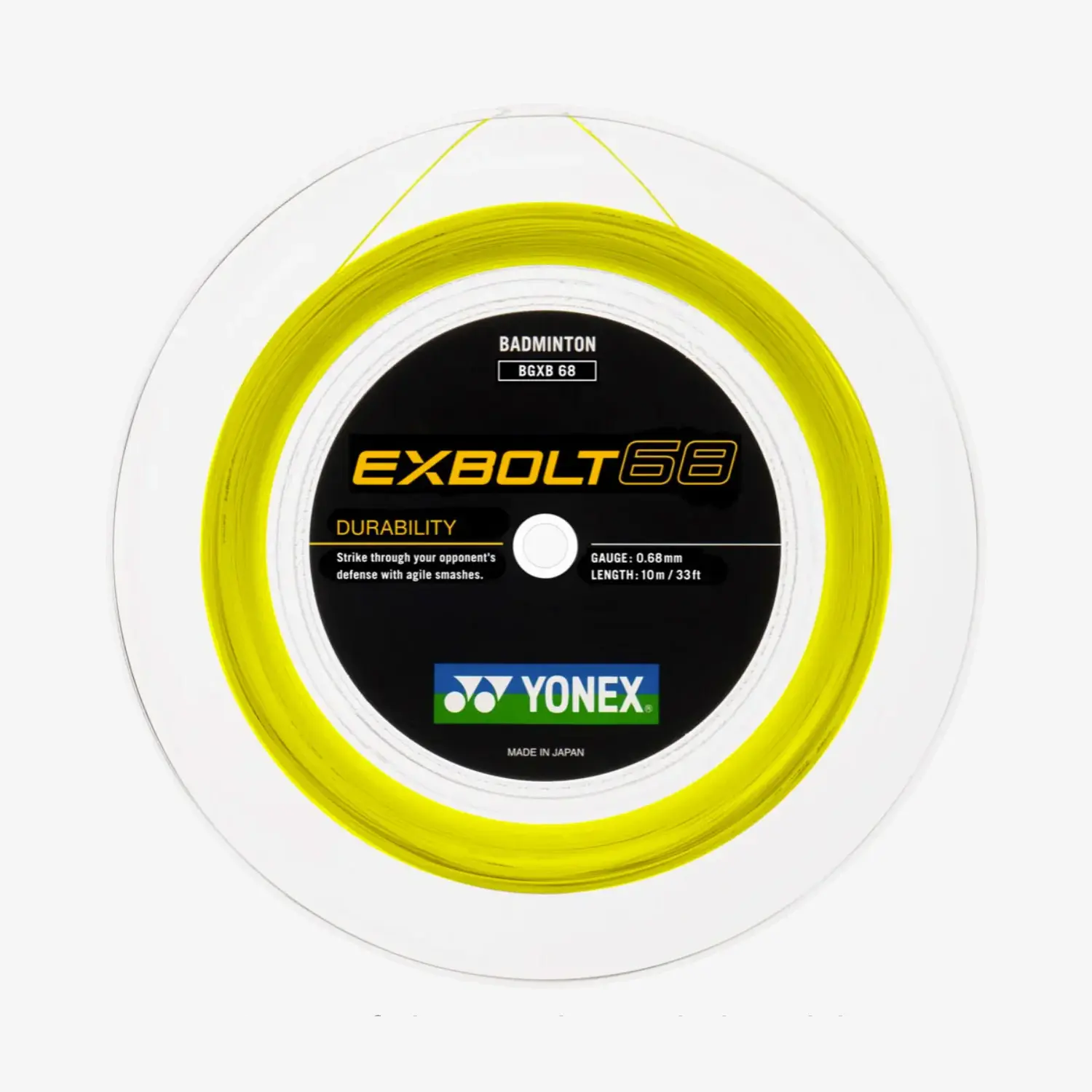 Yonex Exbolt 68 200m High Performance Badminton String (Yellow) - Perfect for Professional Players & Tournament Matches
