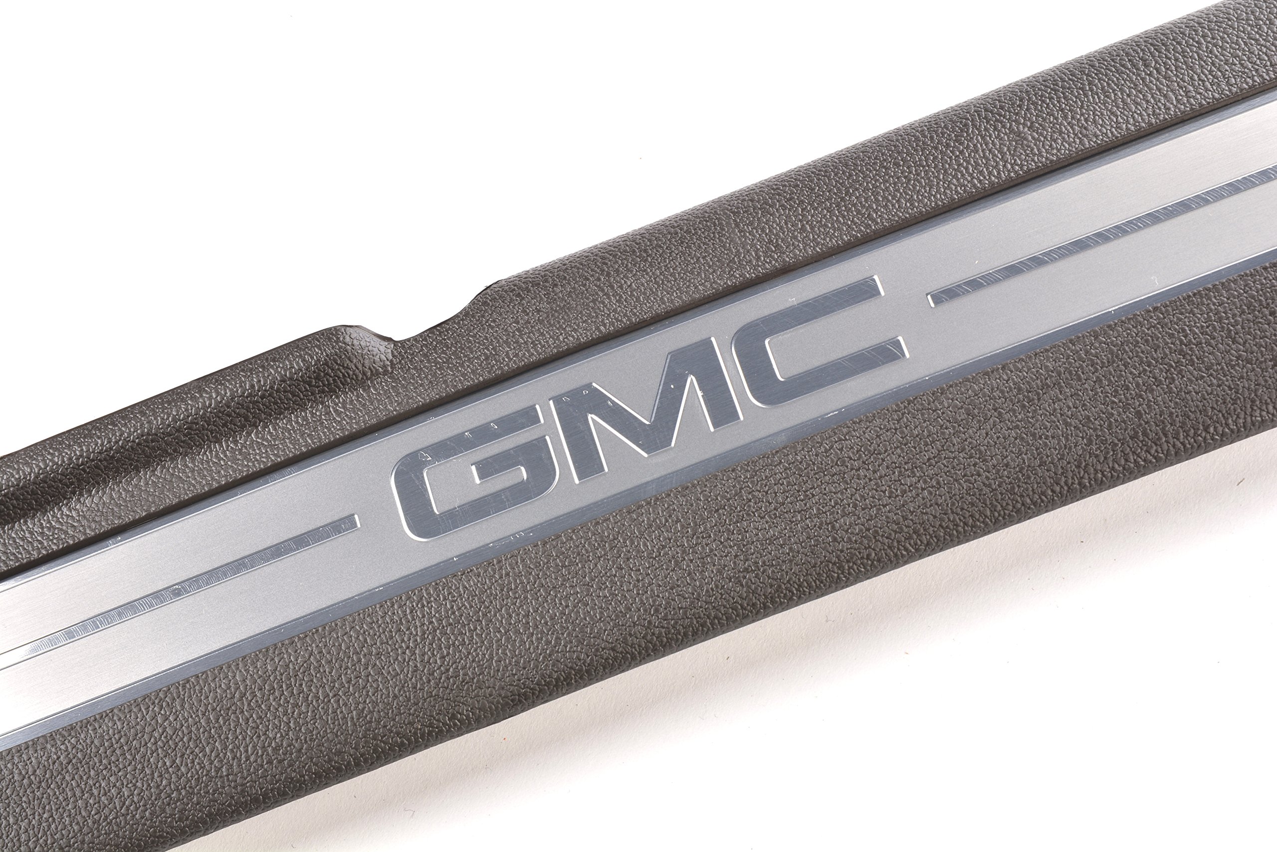 GMC Front Door Sill Plates with Cocoa Surround & Logo - Durable Stainless Steel Entry Guards for Sierra, Yukon, Silverado - Protect Your Truck Interior from Scratches & Dirt