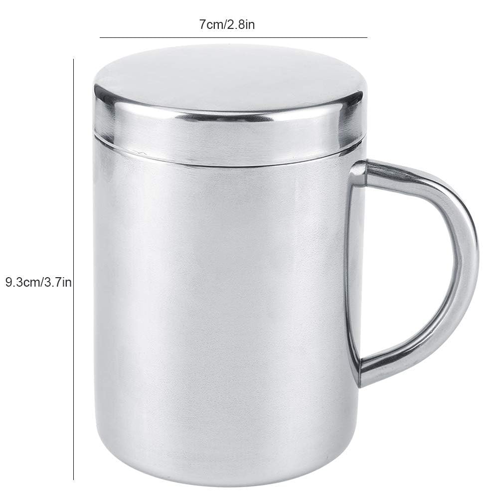 Premium 7.5oz/220ml Stainless Steel Coffee Mug with Lid & Handle - Unbreakable Double Wall Insulated Travel Cup for Camping, Hiking & Office - Shatterproof Tea & Coffee Mug for Hot & Cold Beverages - Ideal for Outdoor Adventures, Daily Commute & Home Use
